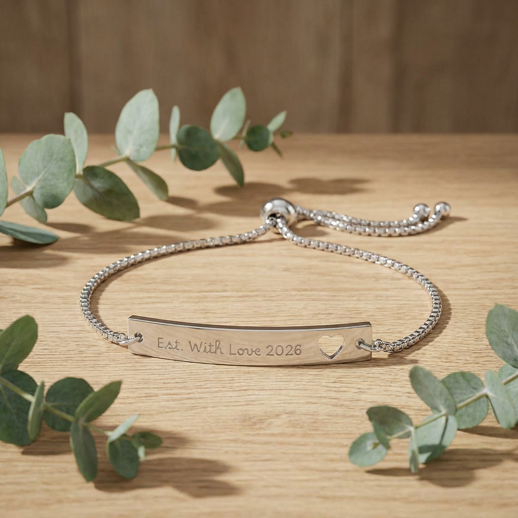 Engravable Heart Bar Bracelet — Bonus MaMa Personalized Jewelry | Stepmom Mother's Day Gift