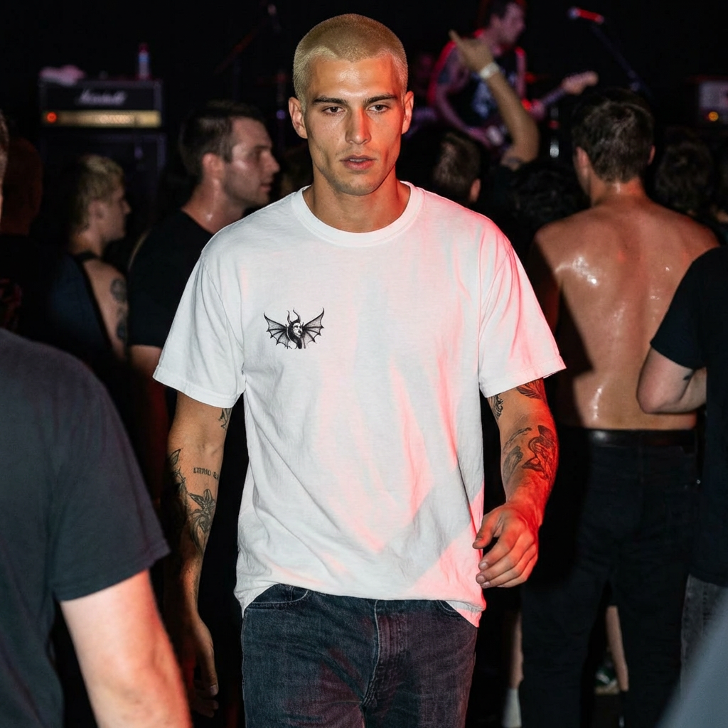 Rebellious Femininity Devil Girl T-shirt | Occult Illustration, Chest Logo product thumbnail image