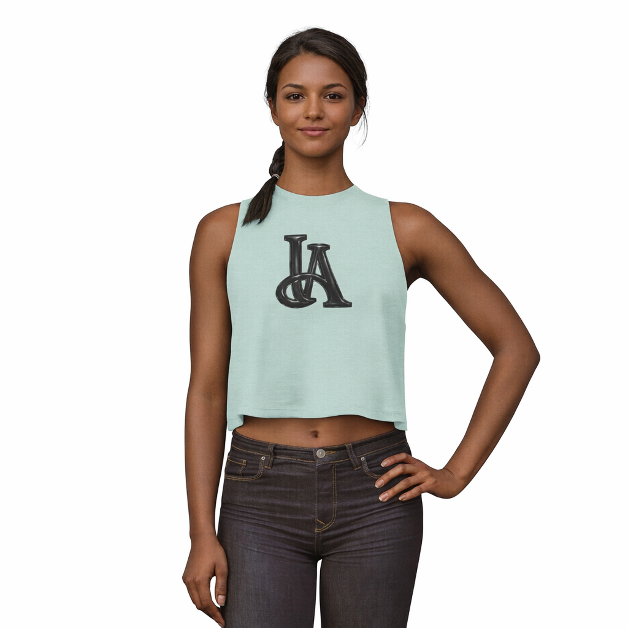 HEAVEN APPROVED-HA Monogram Graphic Racerback Crop Top- Trendy Statement Piece- All Occasion Inspirational Design Gift   product thumbnail image