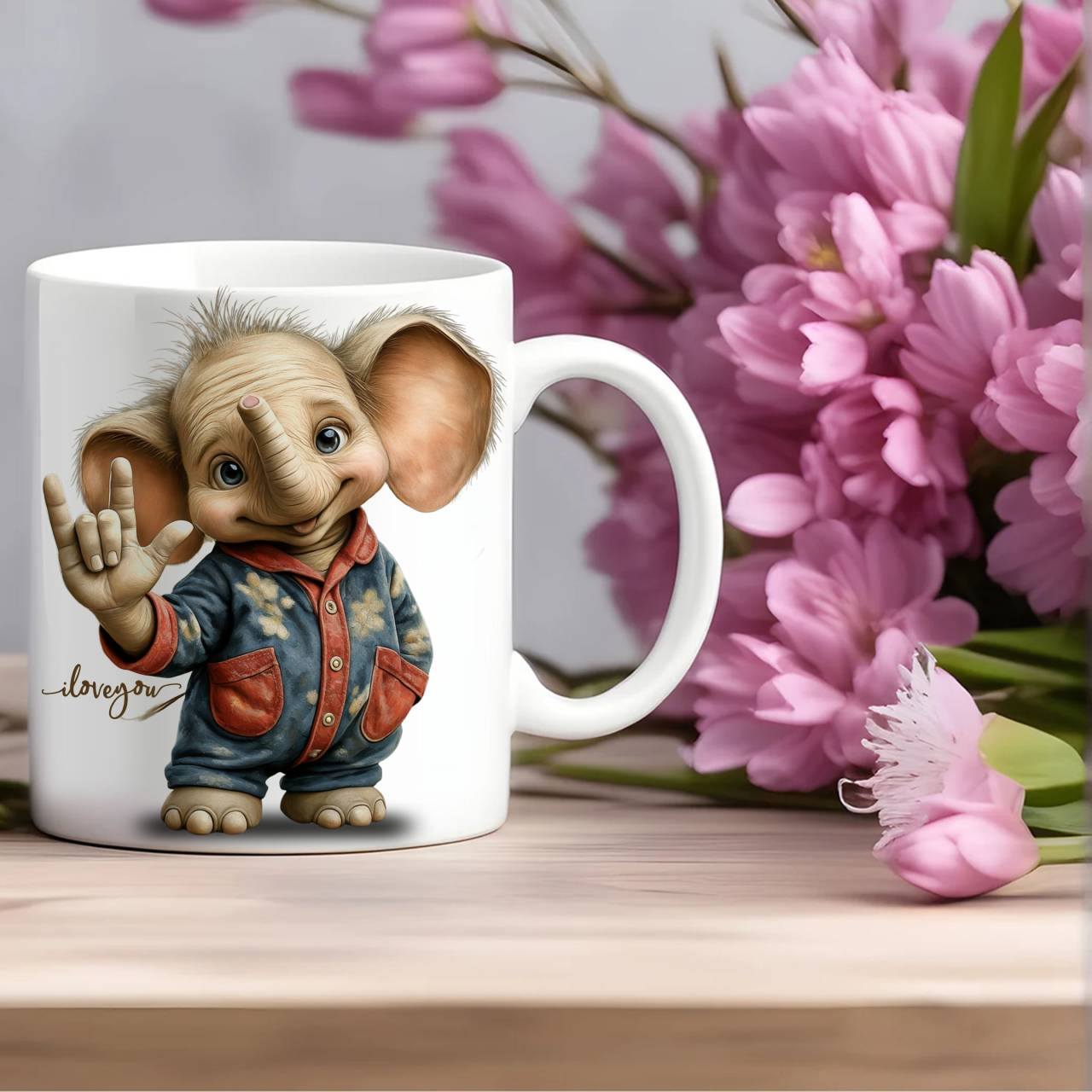Cute ASL ILY "I Love You" Elephant Coffee Mug – Whimsical Kids’ Ceramic Mug (11oz, 15oz) product thumbnail image Cute ASL ILY "I Love You" Elephant Coffee Mug – Whimsical Kids’ Ceramic Mug (11oz, 15oz) product thumbnail image