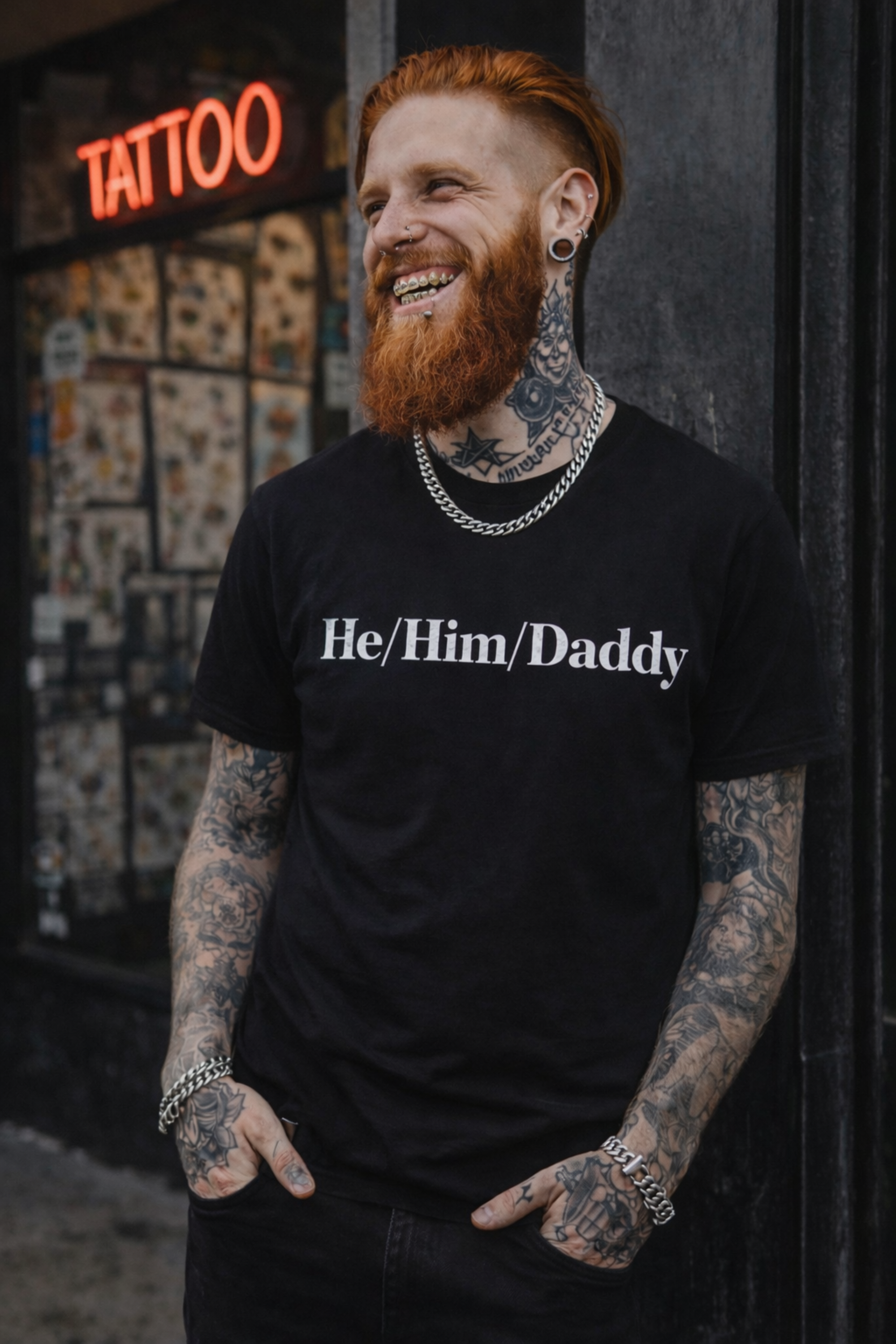 He/Him/Daddy T-Shirt — Pronoun &amp; Daddy Pride Tee