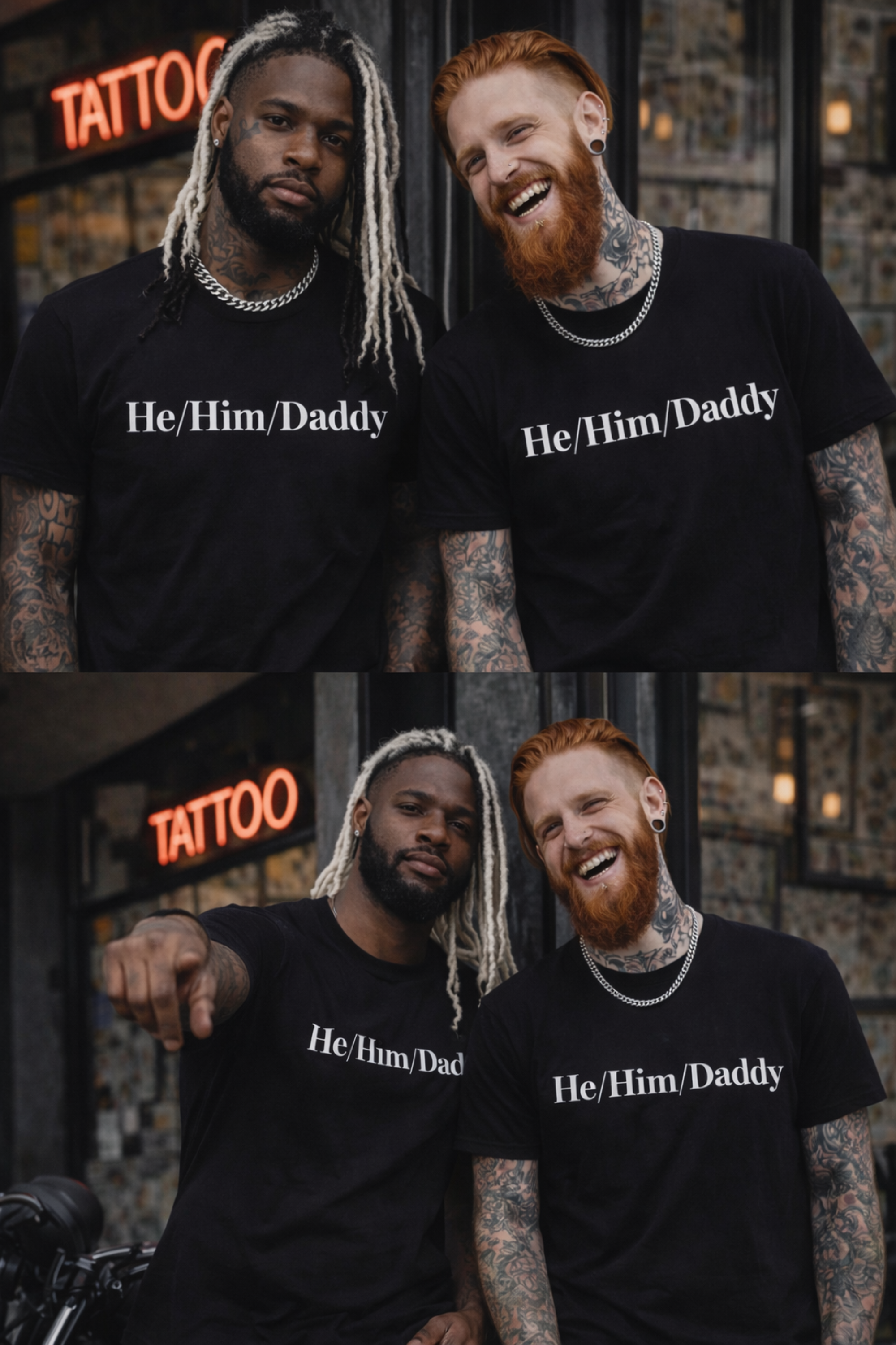 He/Him/Daddy T-Shirt — Pronoun &amp; Daddy Pride Tee product thumbnail image