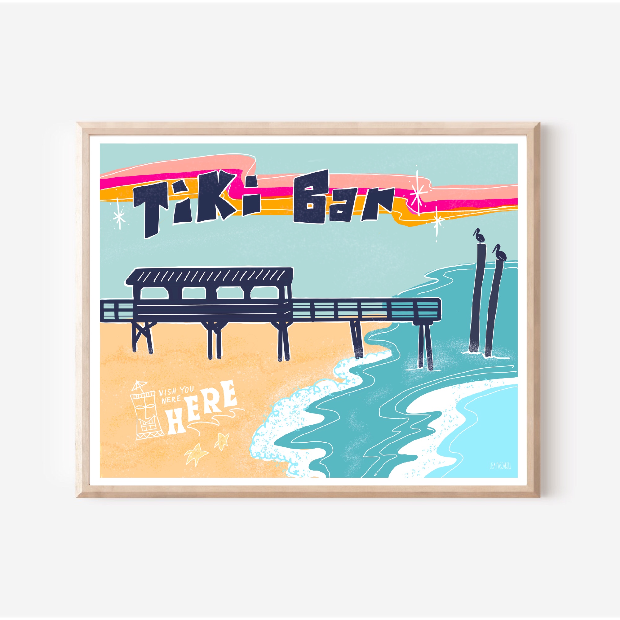 Tiki Bar Carolina Beach, NC Poster Retro Coastal Print product thumbnail image Tiki Bar Carolina Beach, NC Poster Retro Coastal Print product thumbnail image