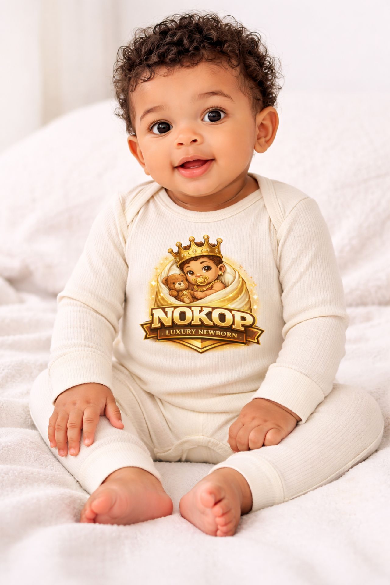 NOKOP boy's infant Long Legged Rib Bodysuit