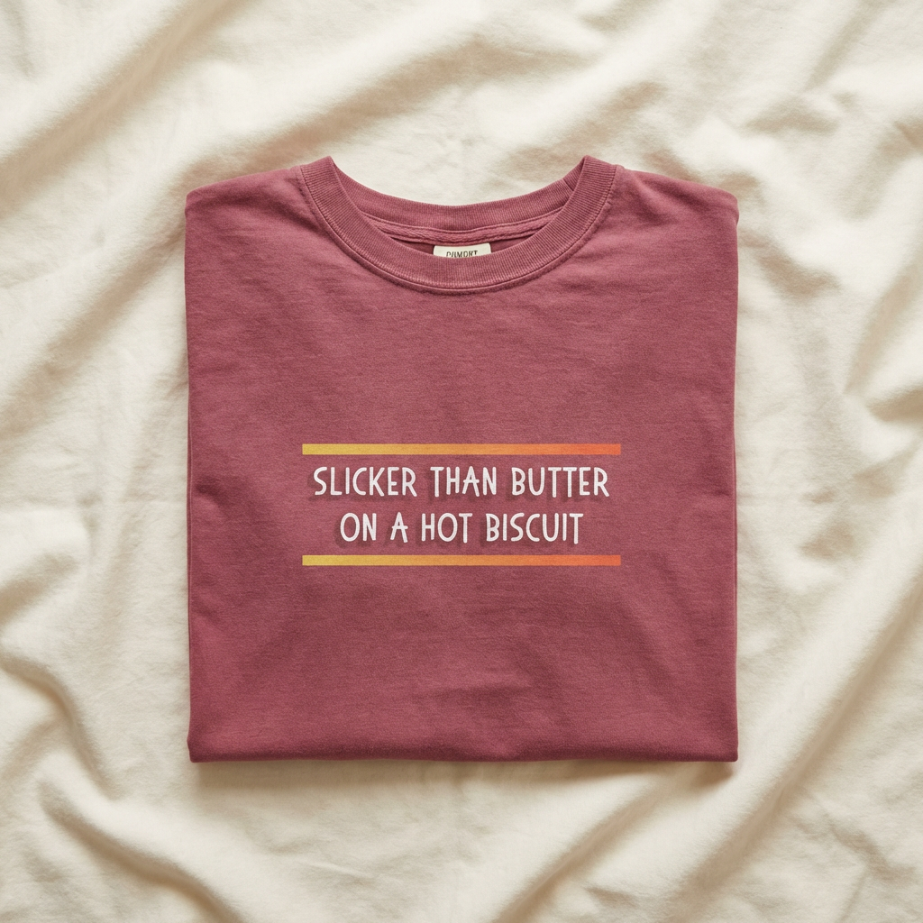 Slicker Than Butter On A Hot Biscuit Shirt • Funny Southern Saying Tee • Comfort Colors Graphic Tee for Women & Men product thumbnail image Slicker Than Butter On A Hot Biscuit Shirt • Funny Southern Saying Tee • Comfort Colors Graphic Tee for Women & Men product thumbnail image