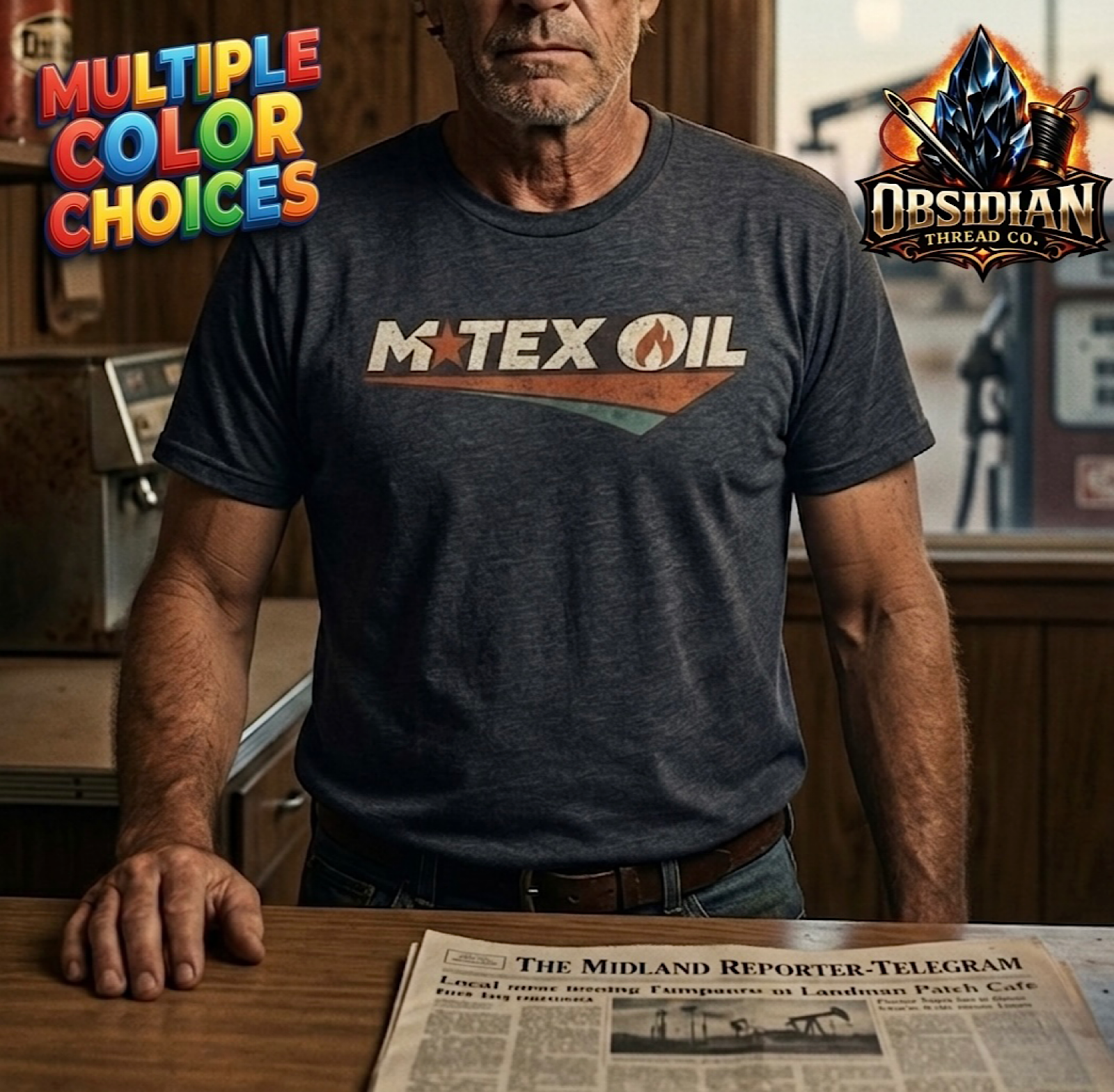 M-TEX Oil Shirt Vintage 1985 Style Landman Patch Tee Texas Oilfield T-Shirt product thumbnail image M-TEX Oil Shirt Vintage 1985 Style Landman Patch Tee Texas Oilfield T-Shirt product thumbnail image