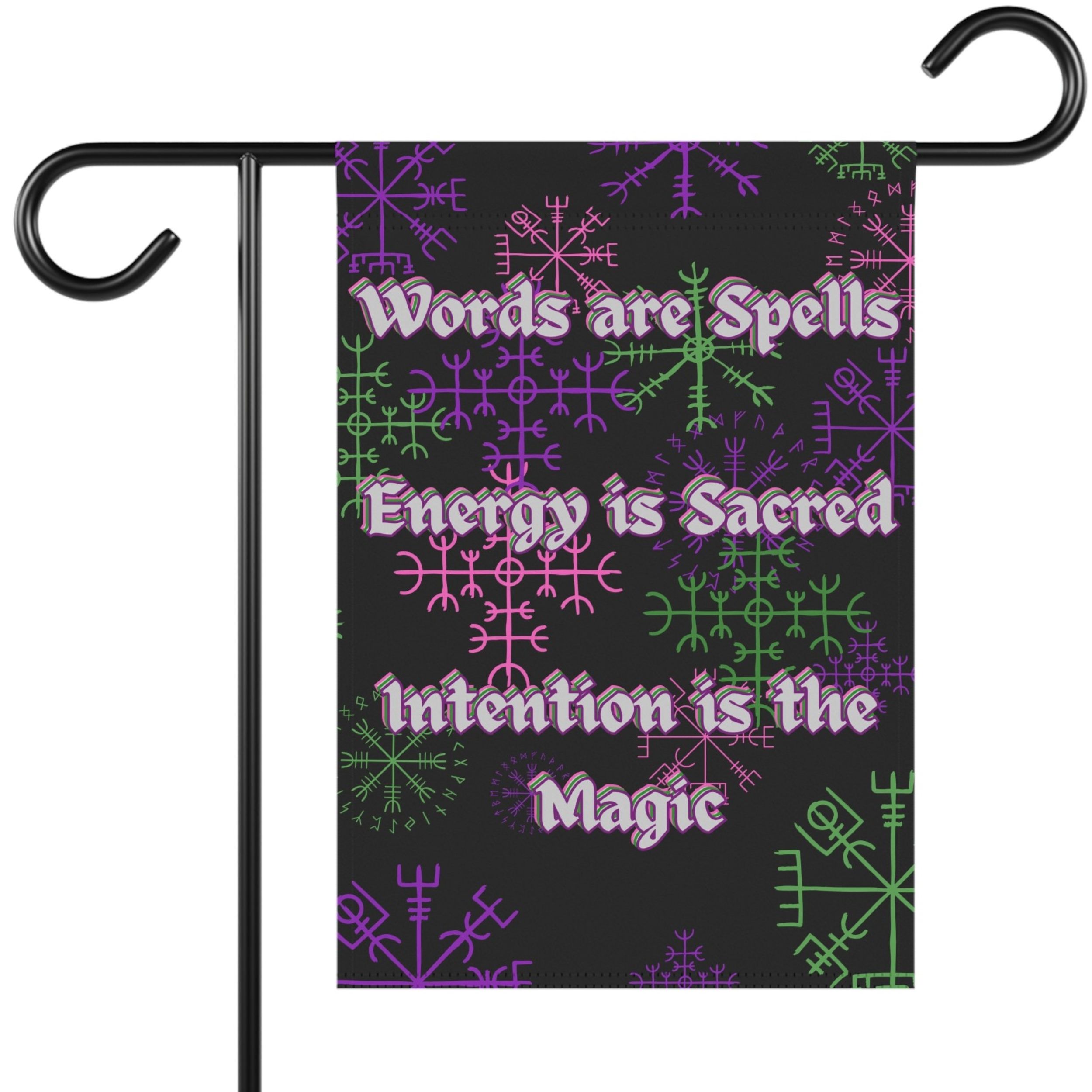 Garden Flag - "Words are Spells, Energy is Sacred, Intention is the Magic" Witchy Yard Flag