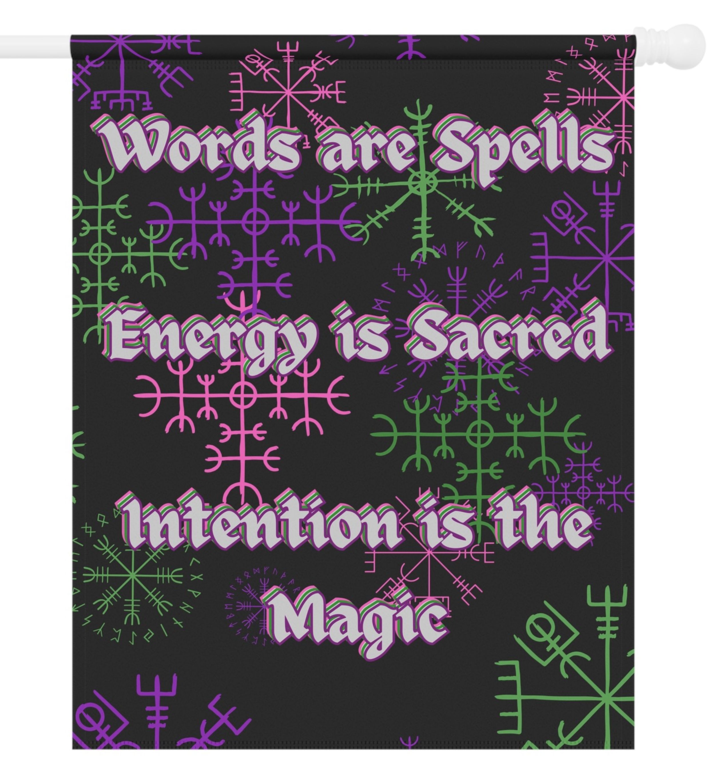 Garden Flag - "Words are Spells, Energy is Sacred, Intention is the Magic" Witchy Yard Flag product thumbnail image Garden Flag - "Words are Spells, Energy is Sacred, Intention is the Magic" Witchy Yard Flag product thumbnail image