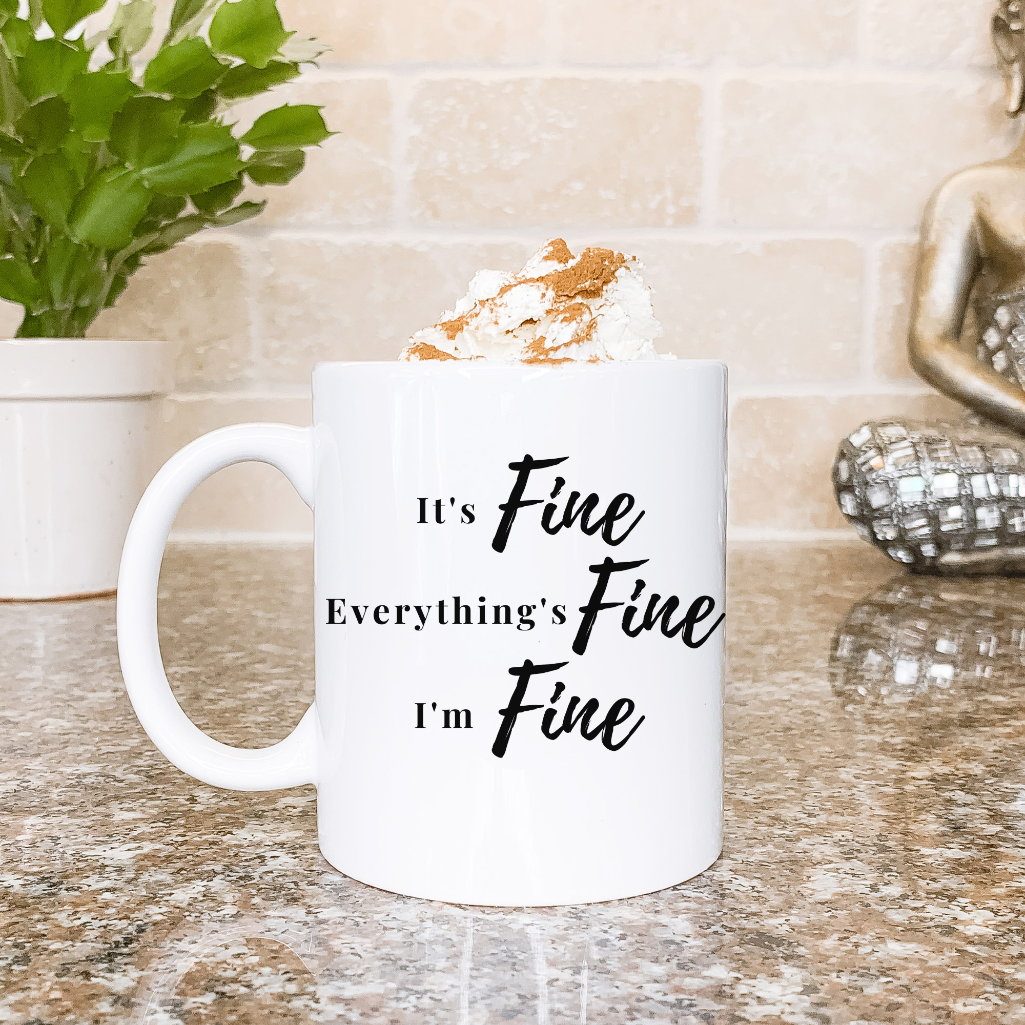 Everything’s Fine Mug | Funny Coffee Mug, Sarcastic Saying Cup, Coworker Gift, Anxiety Humor Mug, Minimal Aesthetic Mug, 11oz Ceramic product thumbnail image