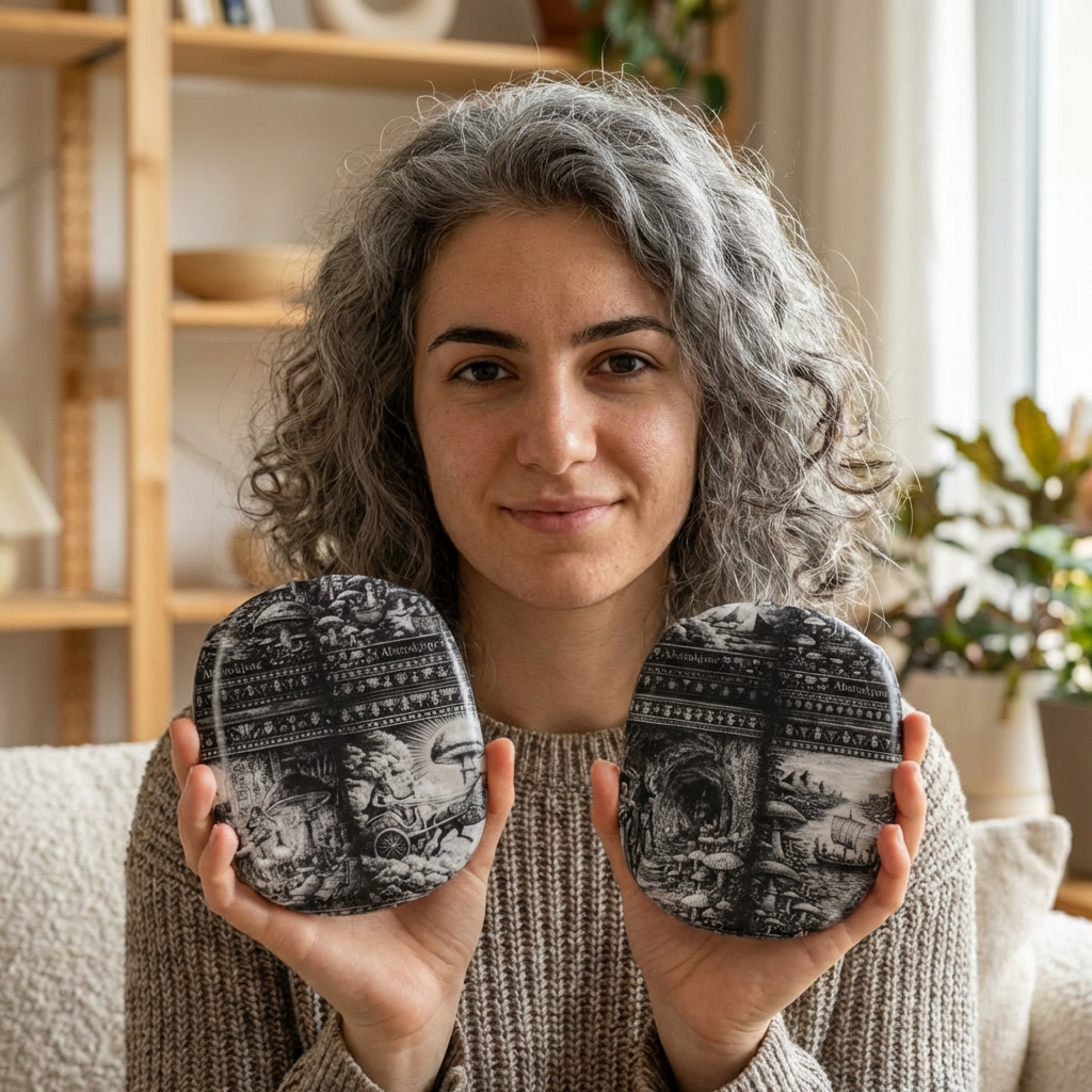 Vintage Engraving AirPods Max Cases — Black &amp; White Illustrated Ear Cup Covers product thumbnail image