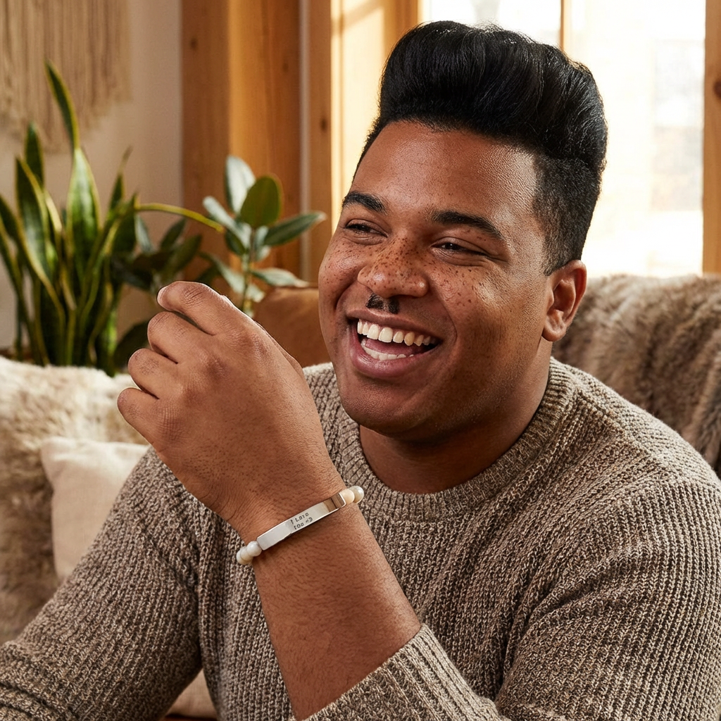 Engraved Natural Stone Stretch Bar Bracelet – Personalized Beaded Bar Jewelry product thumbnail image Engraved Natural Stone Stretch Bar Bracelet – Personalized Beaded Bar Jewelry product thumbnail image