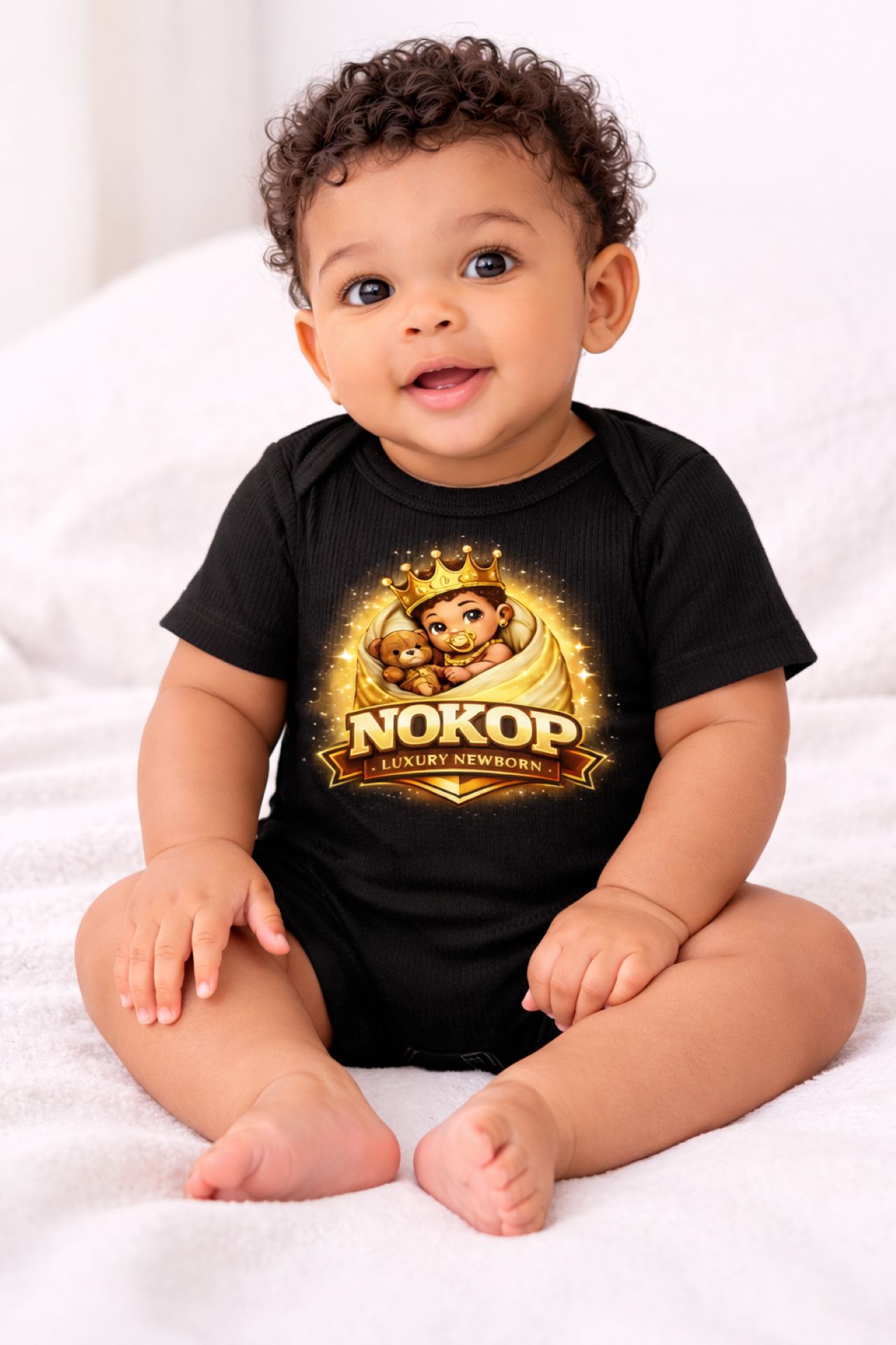 Nokop Royal Baby Bodysuit — Cute Crowned Teddy Infant Onesie product thumbnail image