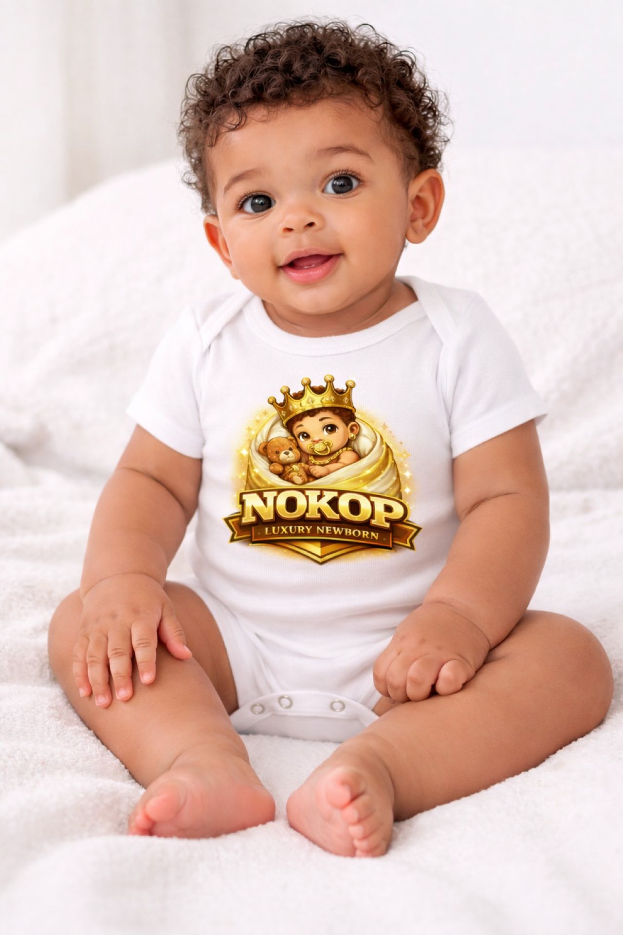Nokop Royal Baby Bodysuit — Cute Crowned Teddy Infant Onesie product thumbnail image Nokop Royal Baby Bodysuit — Cute Crowned Teddy Infant Onesie product thumbnail image