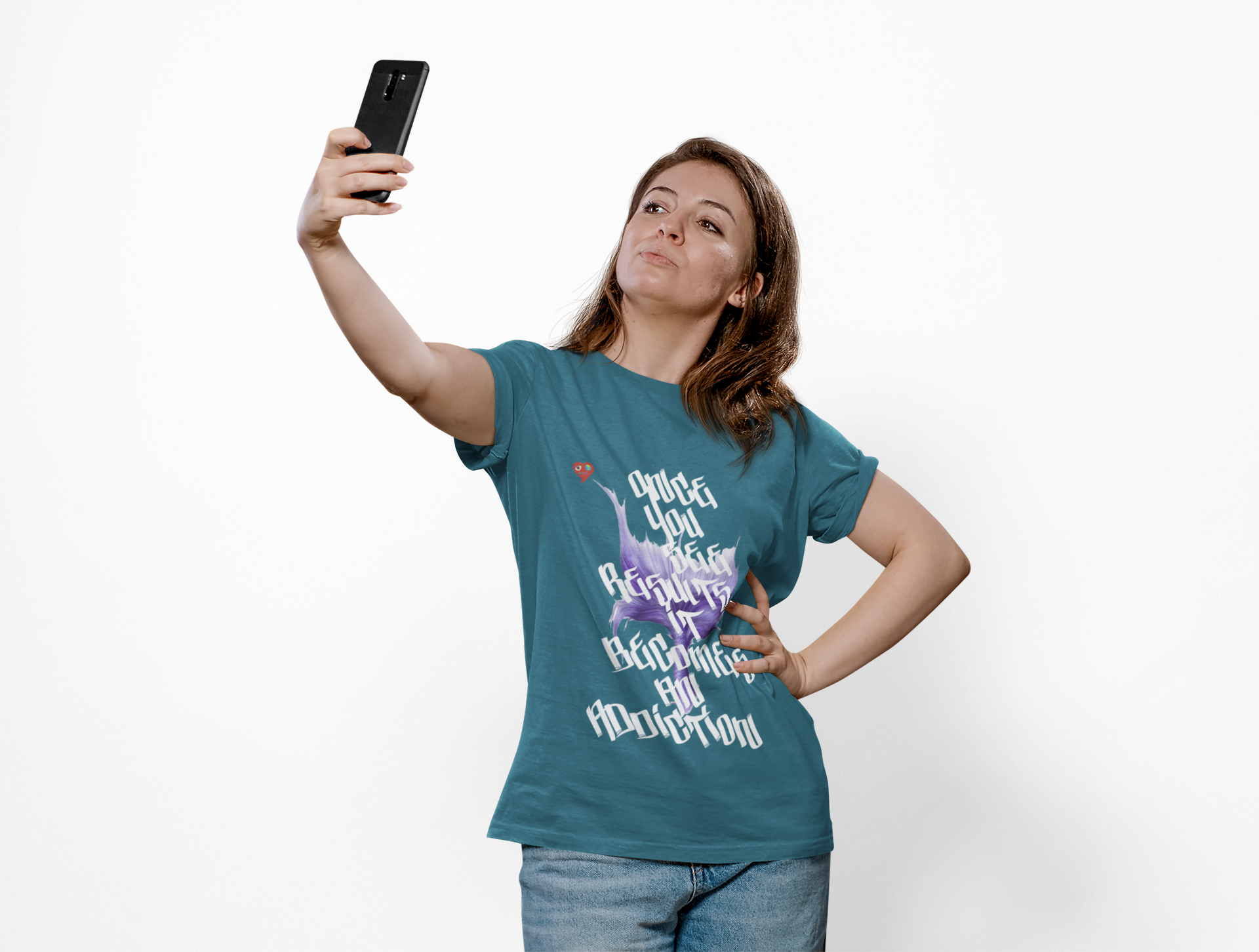 Once you see results,It becomes an addiction Graphic Tee — Purple Flame Heart T-Shirt product thumbnail image