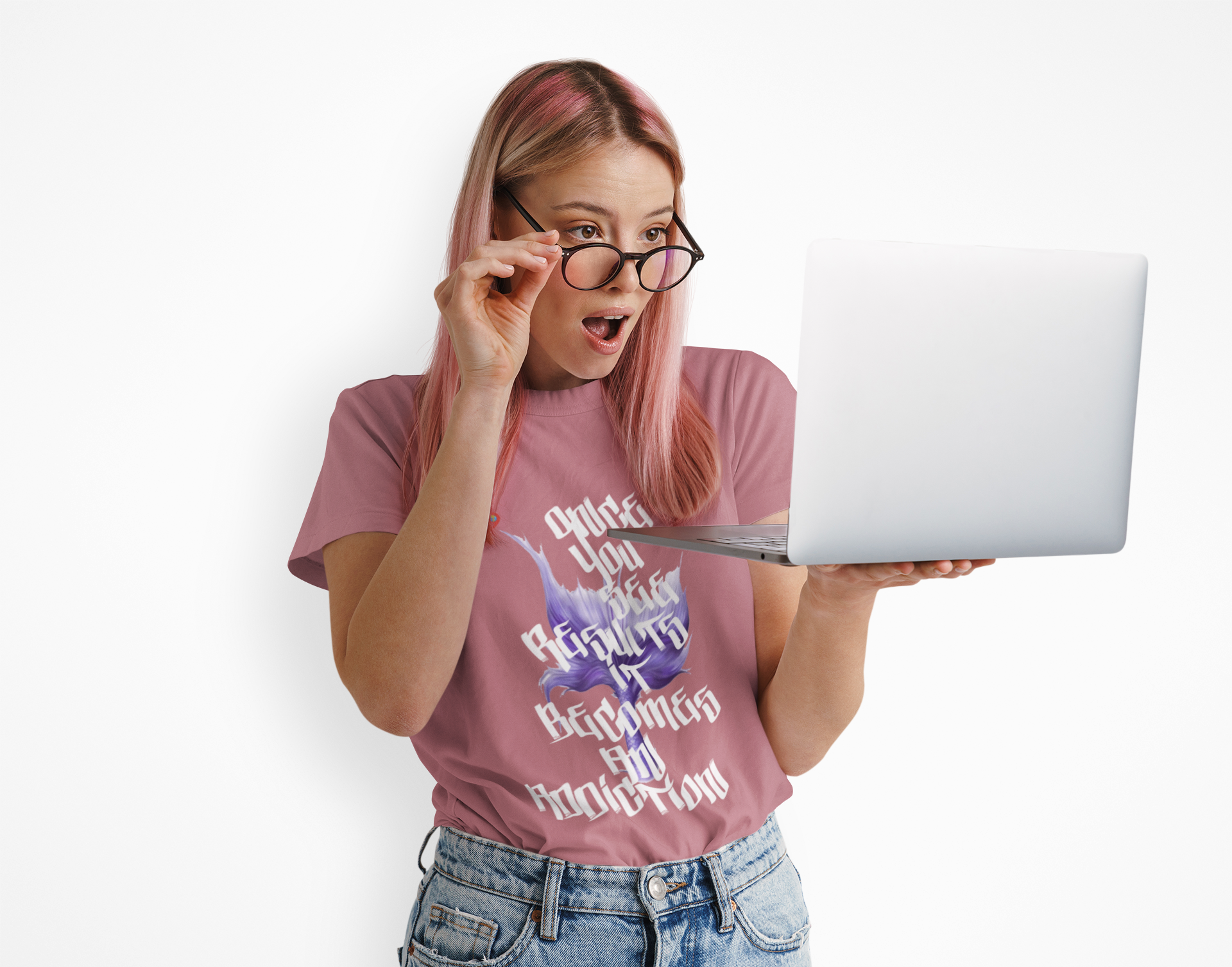 Once you see results,It becomes an addiction Graphic Tee — Purple Flame Heart T-Shirt product thumbnail image