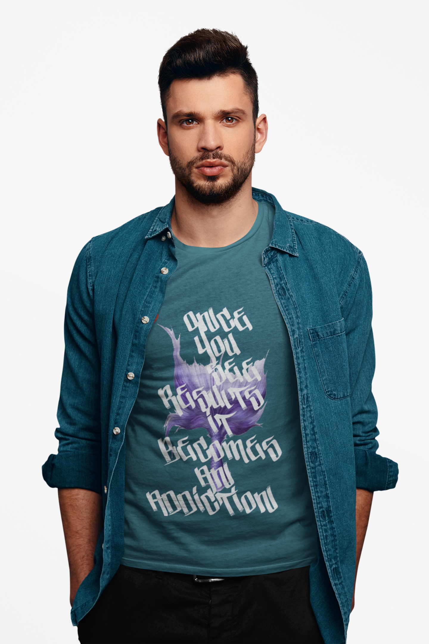 Once you see results,It becomes an addiction Graphic Tee — Purple Flame Heart T-Shirt product thumbnail image Once you see results,It becomes an addiction Graphic Tee — Purple Flame Heart T-Shirt product thumbnail image