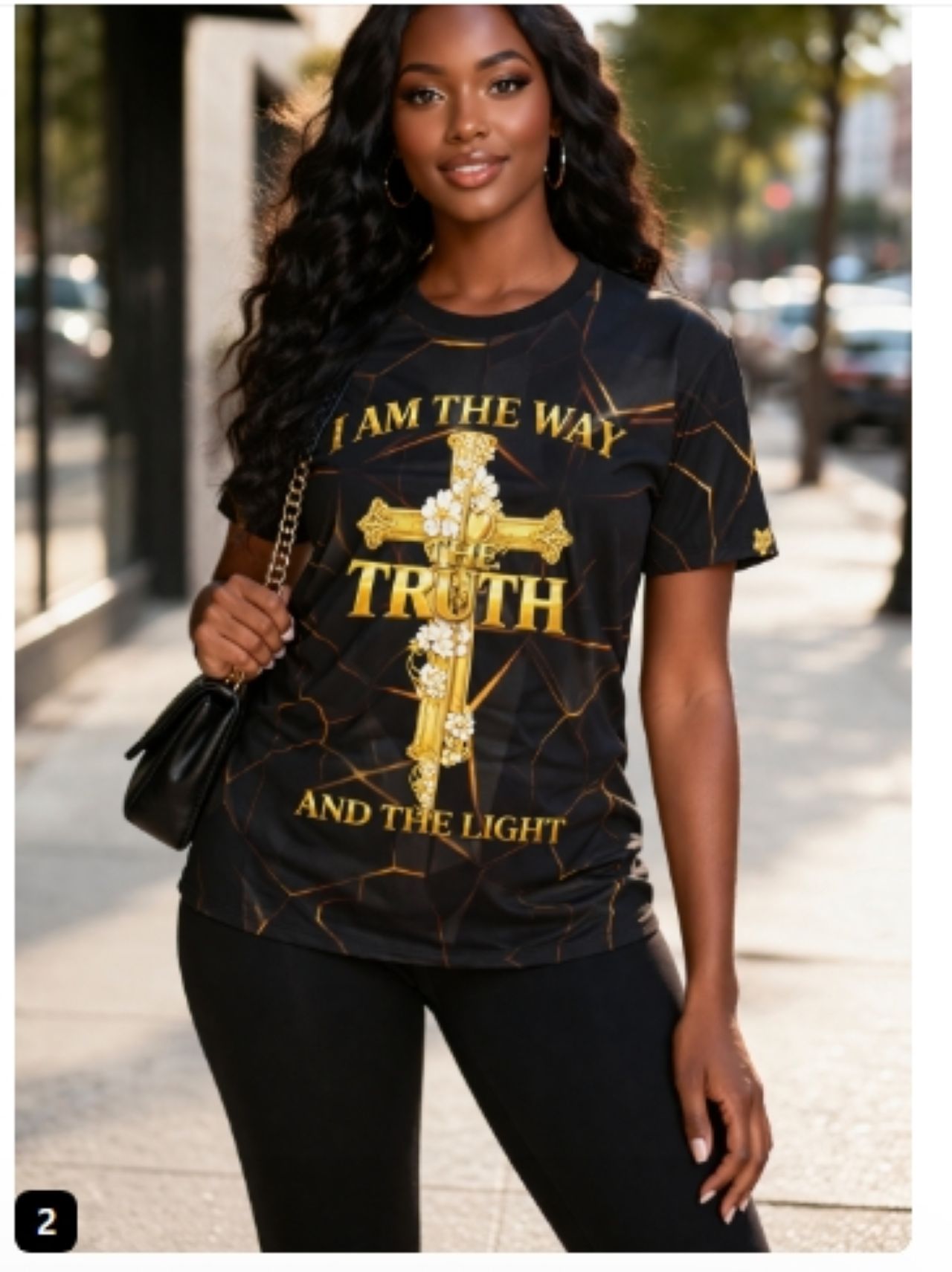 NYE Christian Cross Tee Top — "I Am the Way" The Truth and The Light Graphic