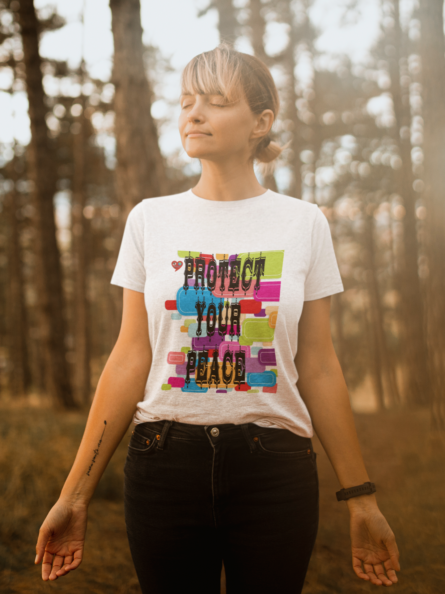 Protect Your Peace T-Shirt — Colorful Retro Graphic Tee product thumbnail image