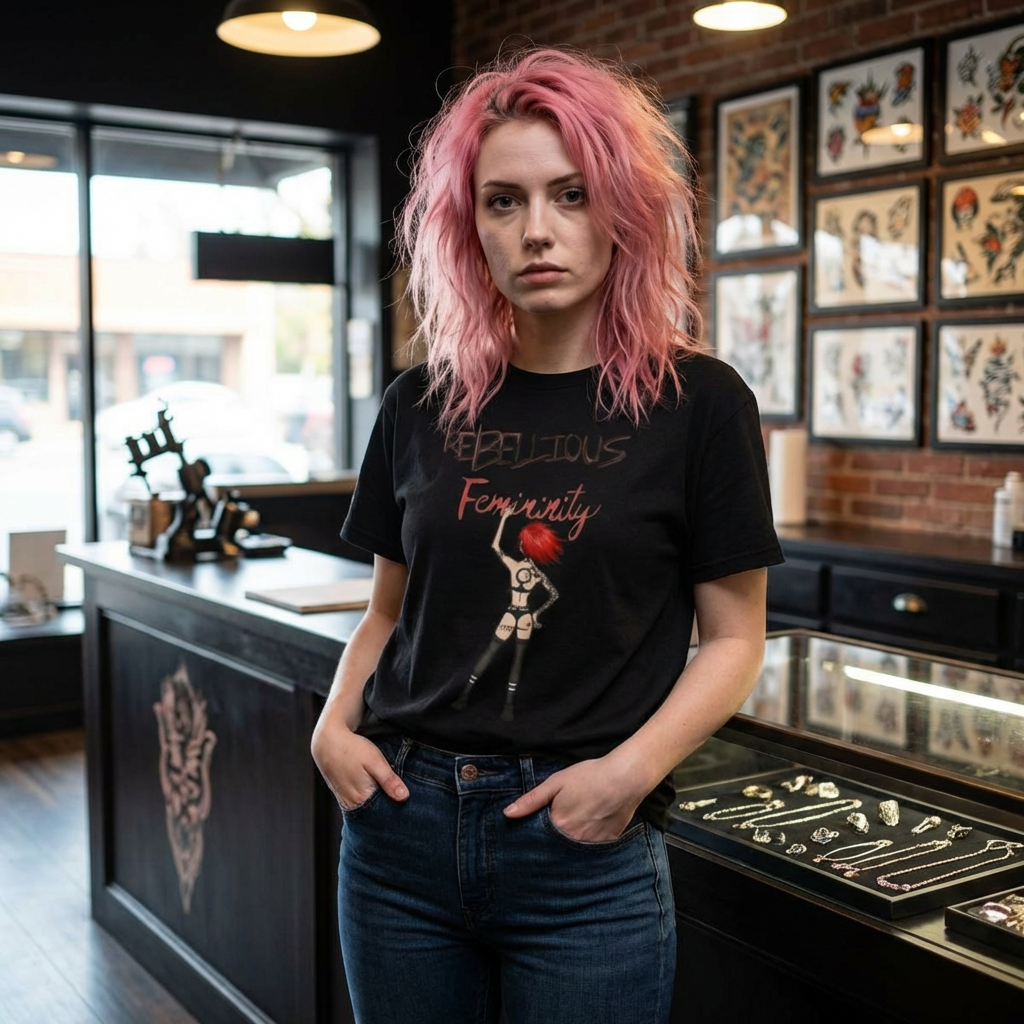 Rebellious Femininity “Rocker Chick” T-Shirt product thumbnail image