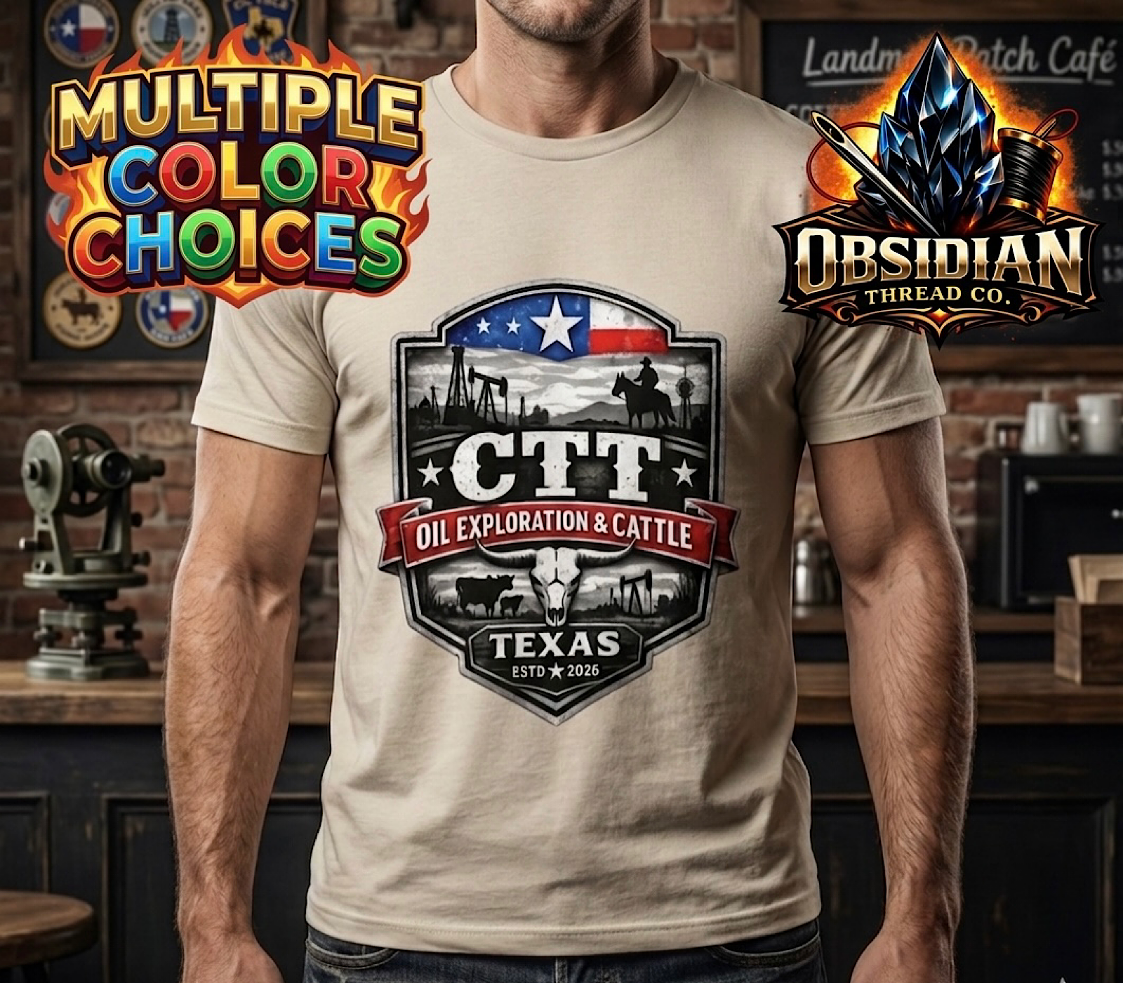 CTT Oil Exploration &amp; Cattle Texas Shirt Landman M-Tex Oil Patch  Oilfield tee