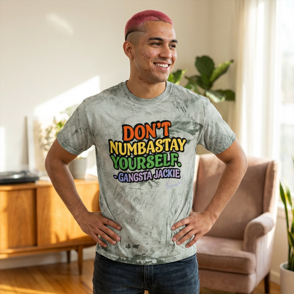 ThaMuscleWhisperer 'Don't Numbastay Yourself' Acid Wash Tee