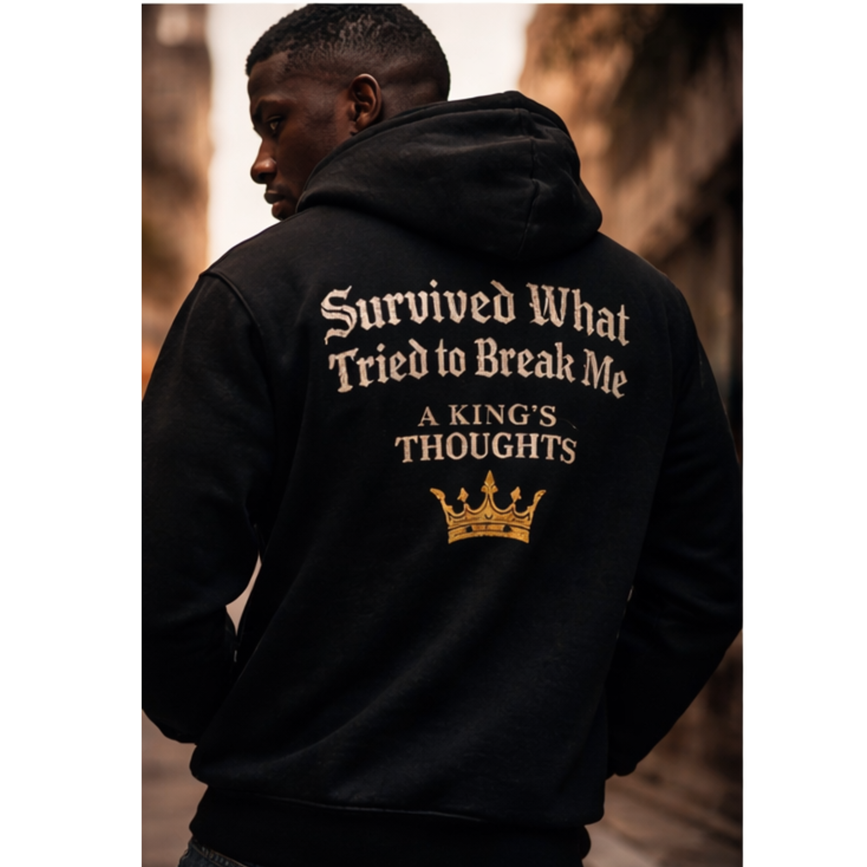 Still a King Hoodie — "Survived What Tried to Break Me" Motivational Crown Sweatshirt product thumbnail image