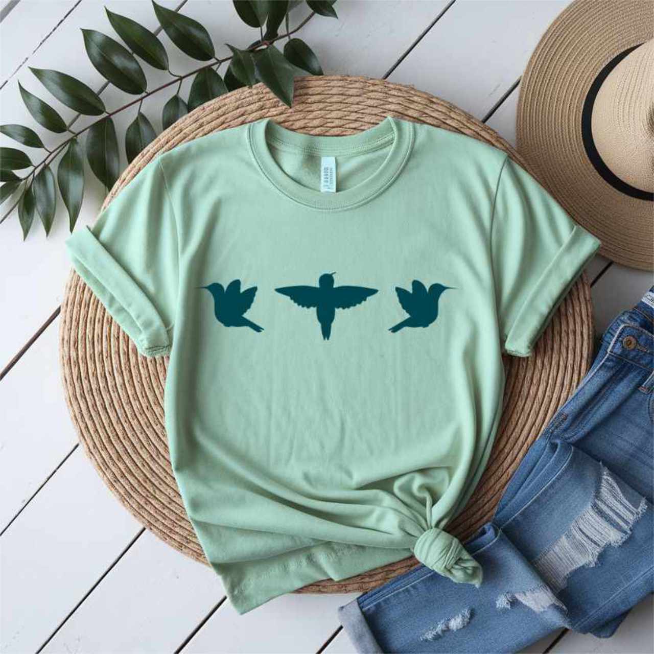 Wild Bird Silhouettes T-shirt, Hummingbirds. Bird Lover Gift, Outdoorsy Tee, Unisex Apparel