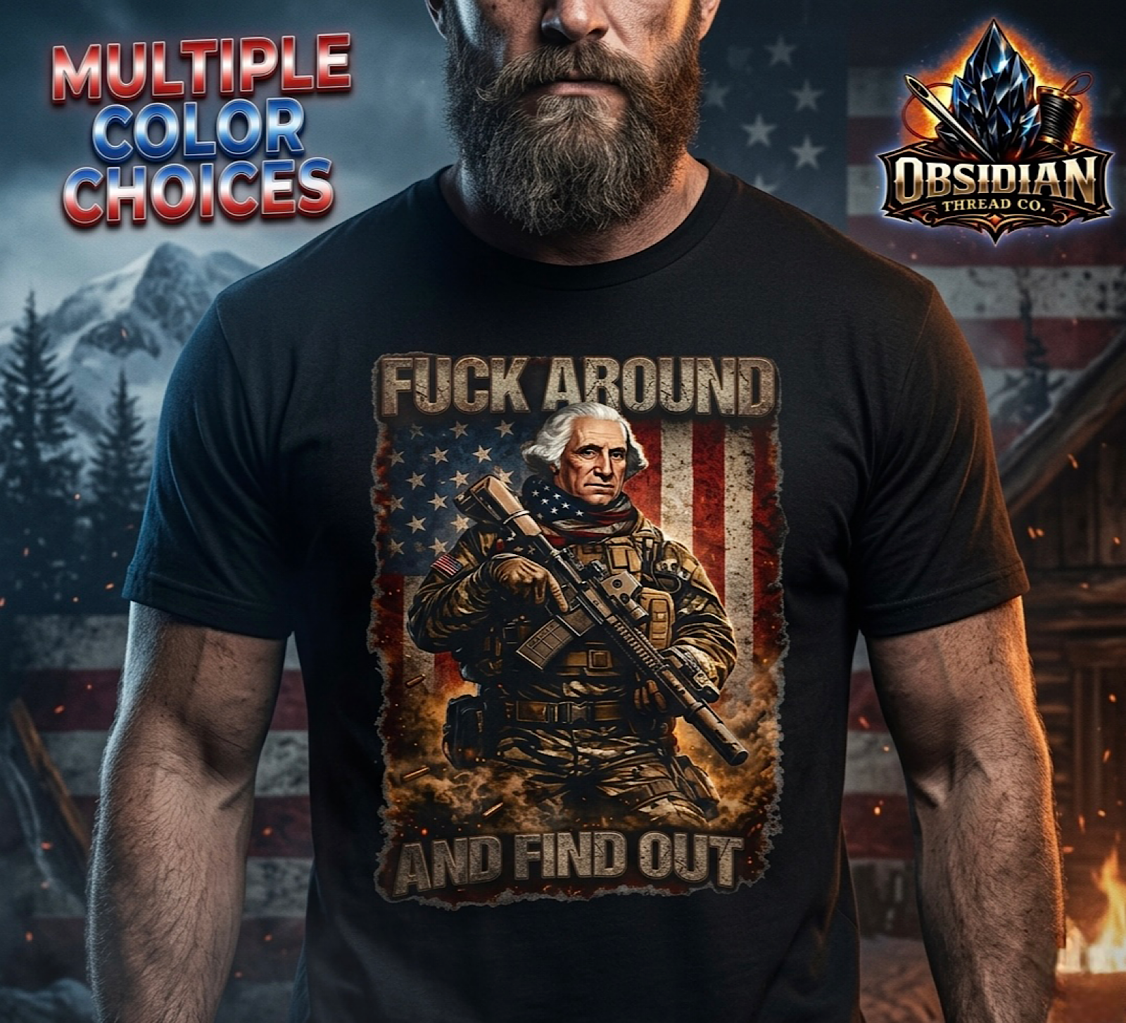 FAFO Shirt Patriotic George Washington Tactical Gun Tee USA Grunt Soldier  product thumbnail image