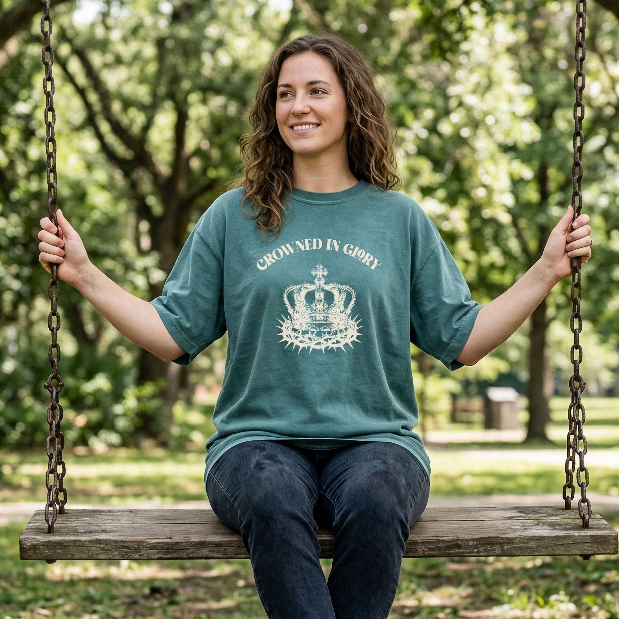 Crowned In Glory | Crown + Thorns Shirt – Christian Graphic Tee (Comfort Colors 1717) product thumbnail image