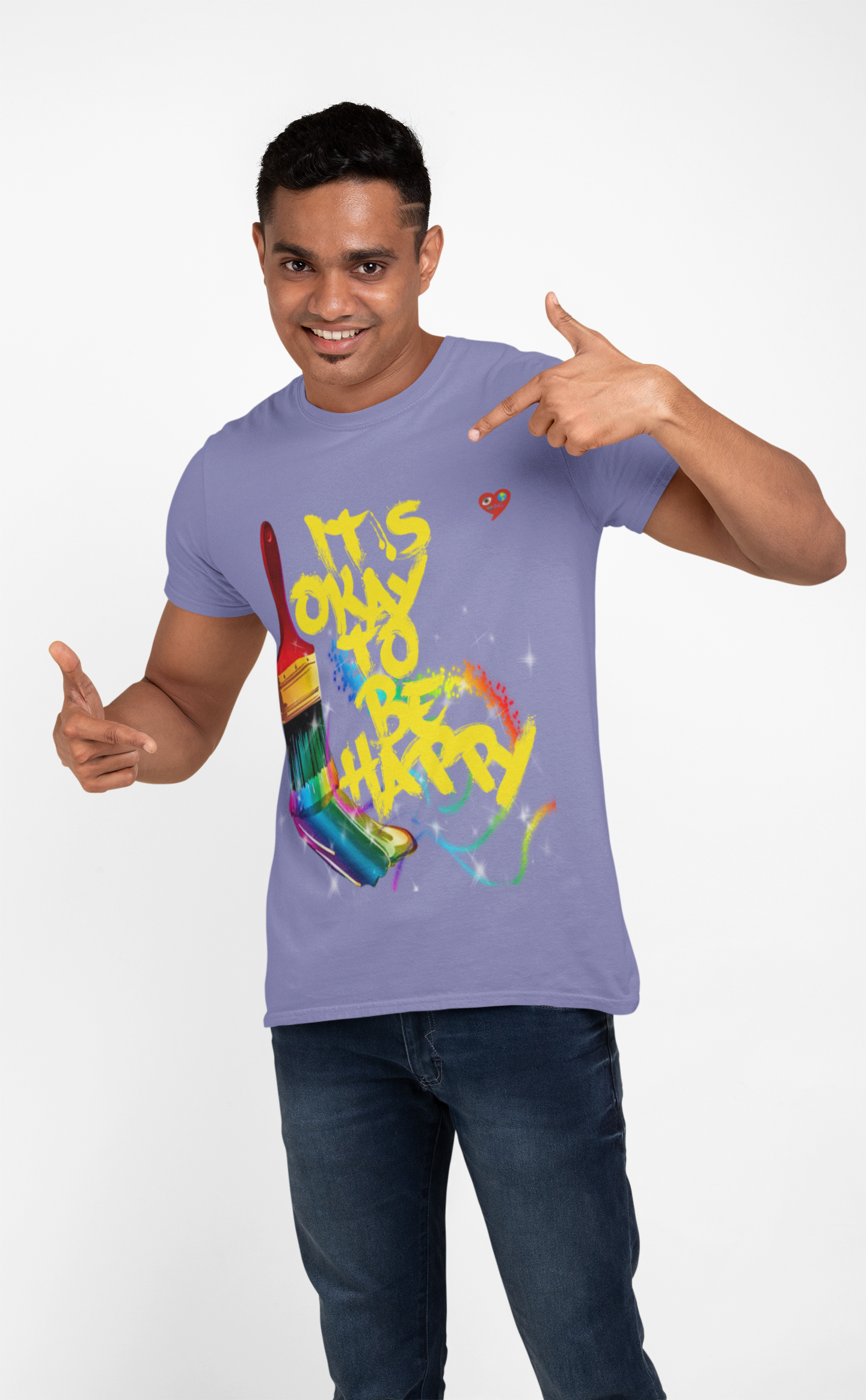 T‑Shirt — "It's Okay to Be Happy" Rainbow Paintbrush Art Tee product thumbnail image T‑Shirt — "It's Okay to Be Happy" Rainbow Paintbrush Art Tee product thumbnail image