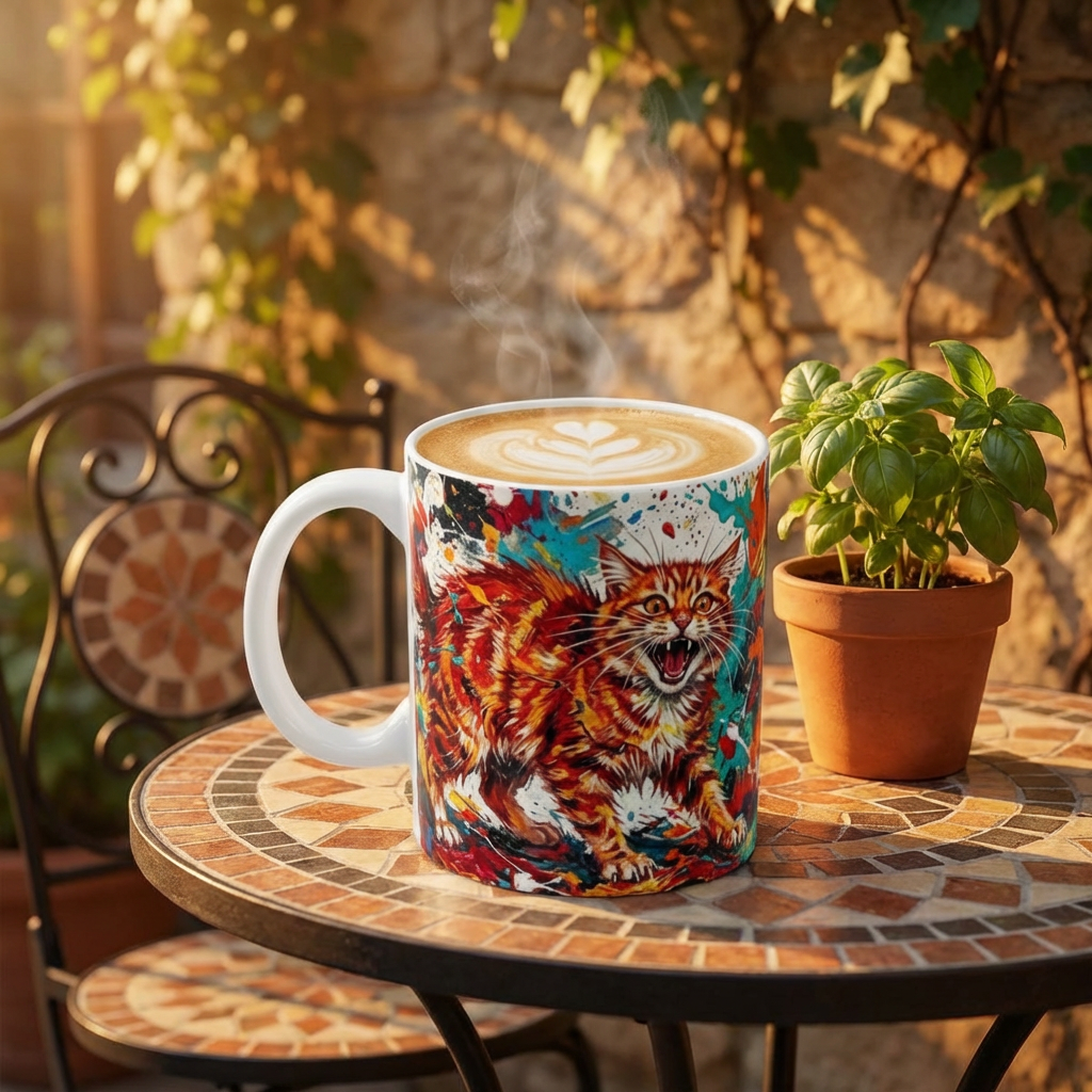 Cats Meow! Ceramic Mug — Vibrant Abstract Splash Art (11oz, 15oz) product thumbnail image
