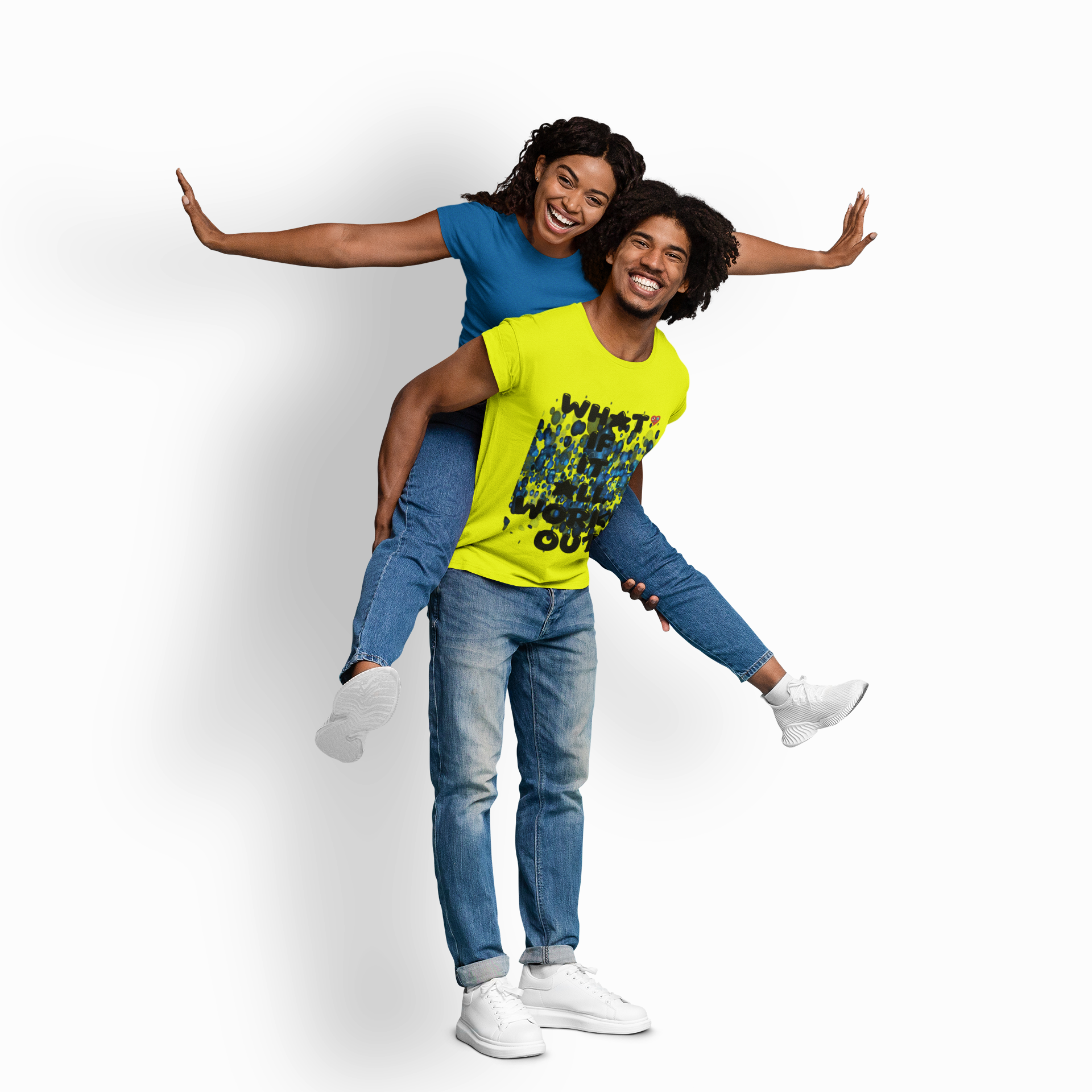 "What if it All Works Out ?" T-Shirt —  Blue Paint Drip Graphic Tee product thumbnail image