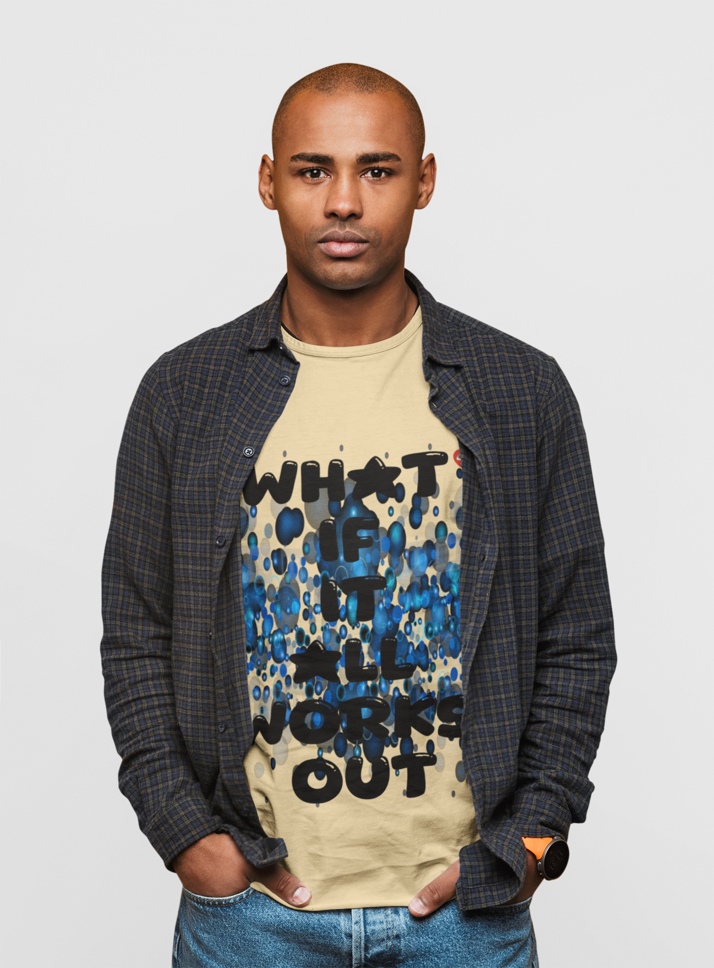 "What if it All Works Out ?" T-Shirt —  Blue Paint Drip Graphic Tee product thumbnail image