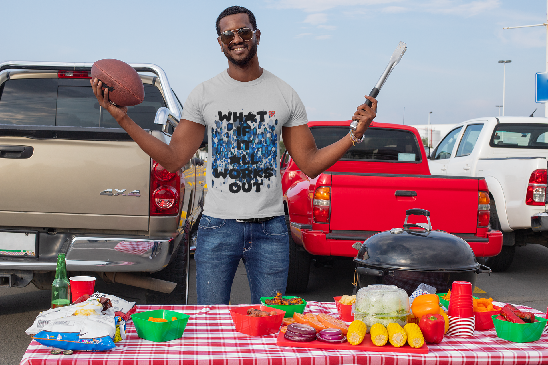 "What if it All Works Out ?" T-Shirt —  Blue Paint Drip Graphic Tee product thumbnail image