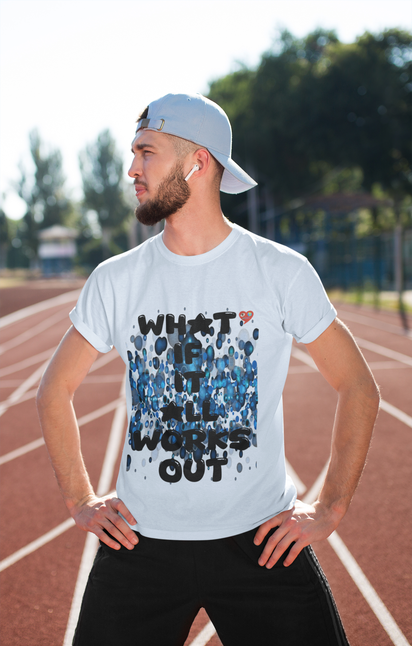 "What if it All Works Out ?" T-Shirt —  Blue Paint Drip Graphic Tee product thumbnail image