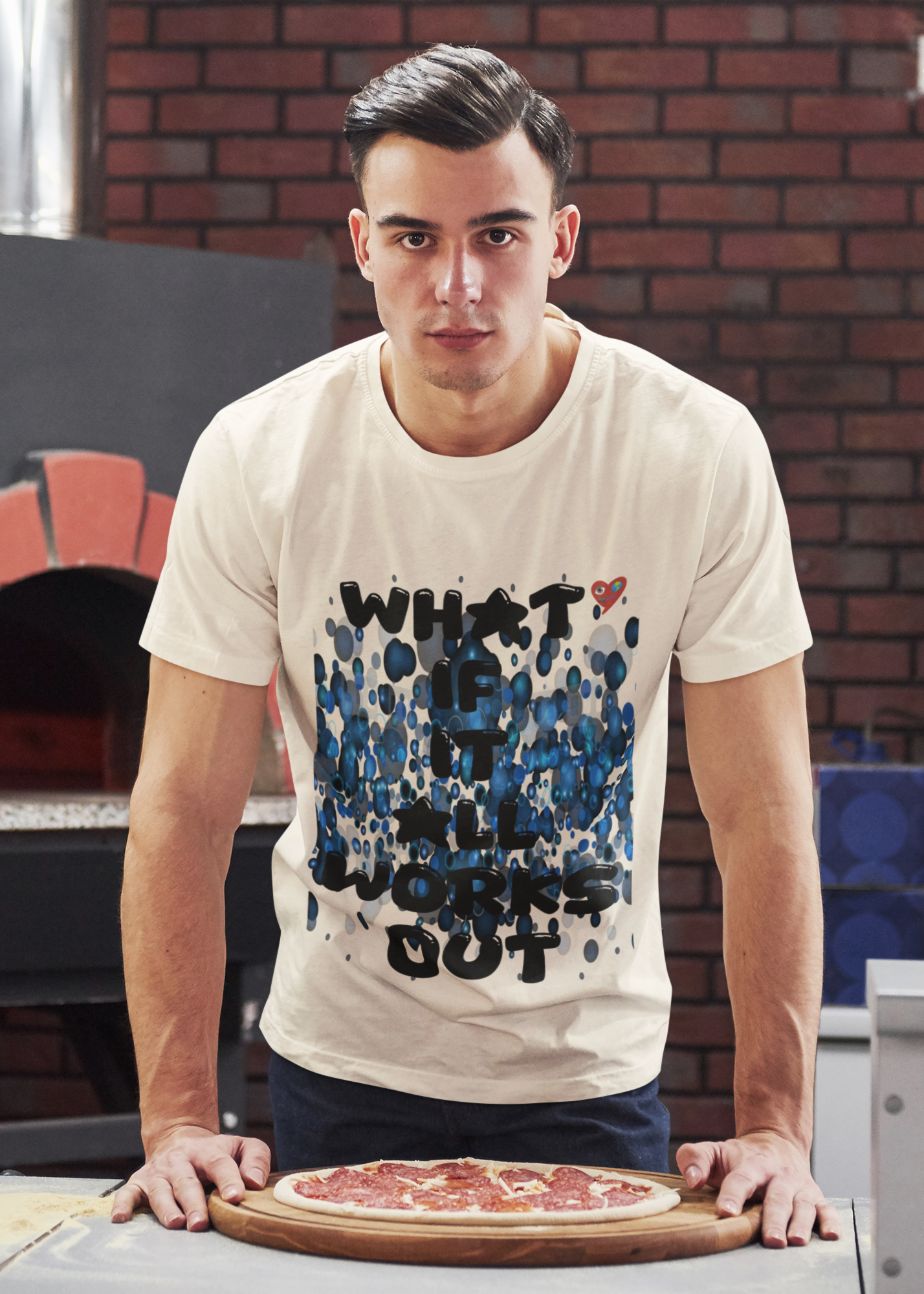 "What if it All Works Out ?" T-Shirt —  Blue Paint Drip Graphic Tee product thumbnail image