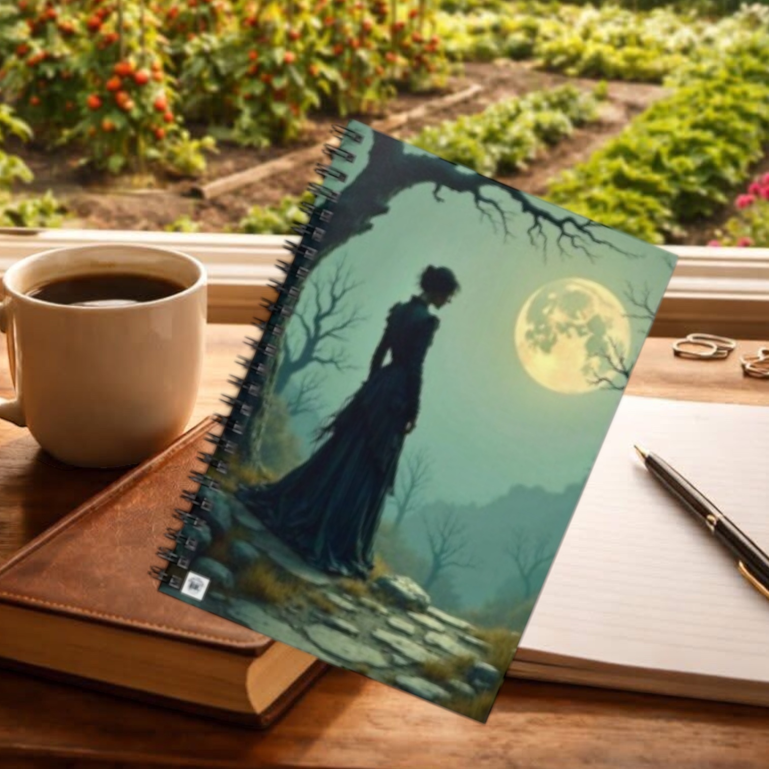 Mystical Moonlight Spiral Notebook - Ruled Lines, Gothic Journal, Dark Aesthetic Notepad, Creative Writing Gift, Artist Sketchbook