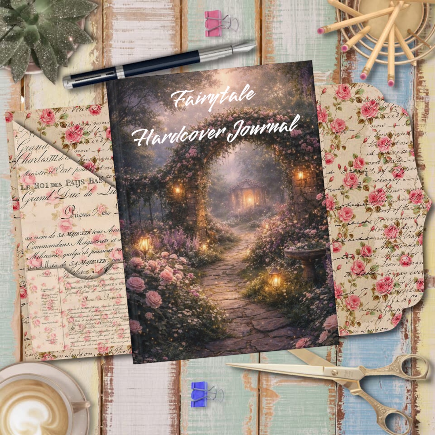 Fairy tale-Garden Path Hardcover Journal — Enchanted Floral Cottage Notebook product thumbnail image