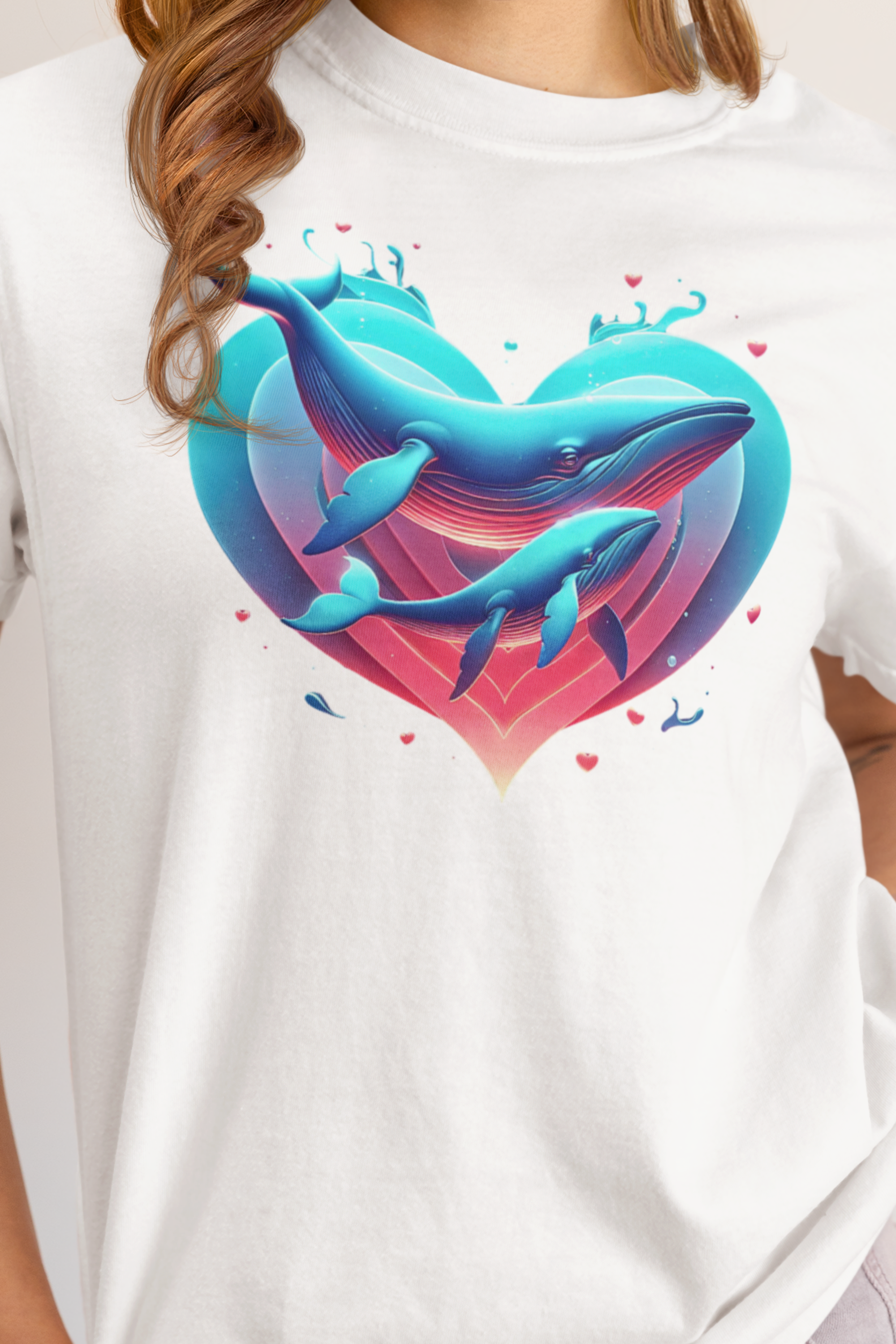 Neurodiversity Ocean Love | Gildan Softstyle Unisex Adult T-Shirt | Blue Whale &amp; Whale Calf Heart Acceptance and Empowerment Graphic Tee product thumbnail image