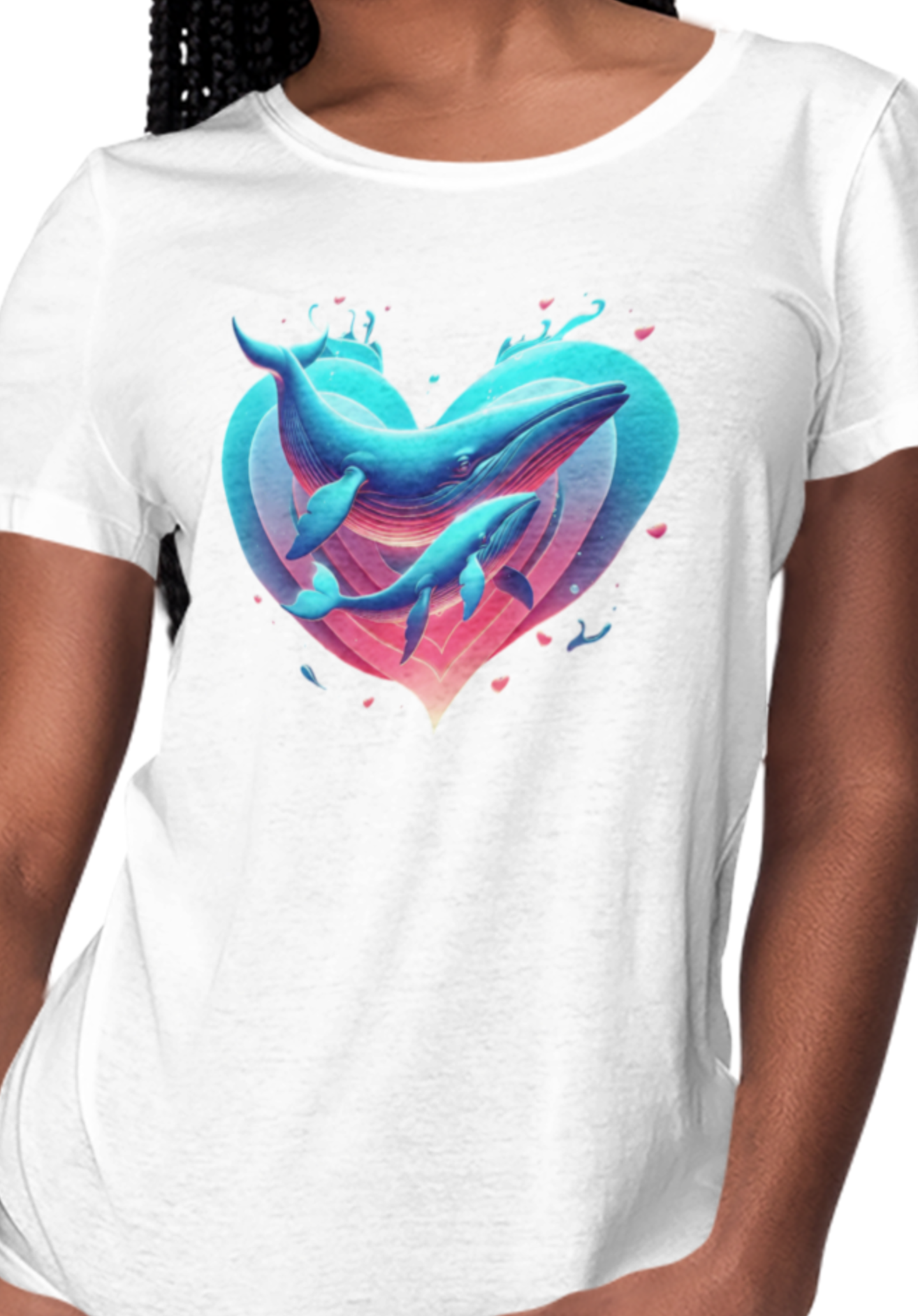 Neurodiversity Ocean Love | Gildan Kids Unisex Tee | Blue Whale &amp; Whale Calf Heart Acceptance and Empowerment Graphic Tee