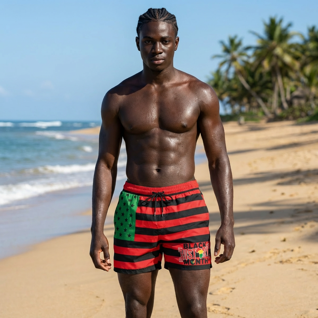 Afro-American Flag - Black History Month Swim Shorts product thumbnail image