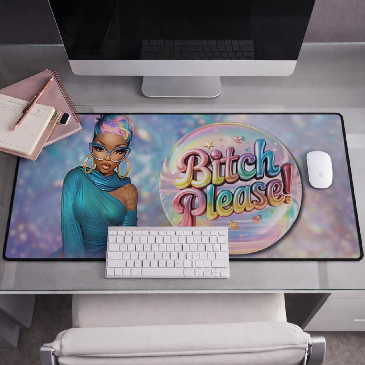 Bitch Please Desk Mat — Colorful Glam Portrait Gaming &amp; Office Desk Pad product thumbnail image
