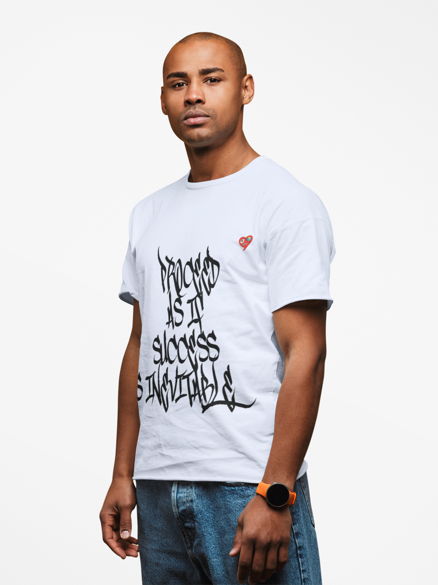 Motivational Graffiti T-Shirt — "Progress As It Succeeds Is Inevitable" Heart Accent product thumbnail image