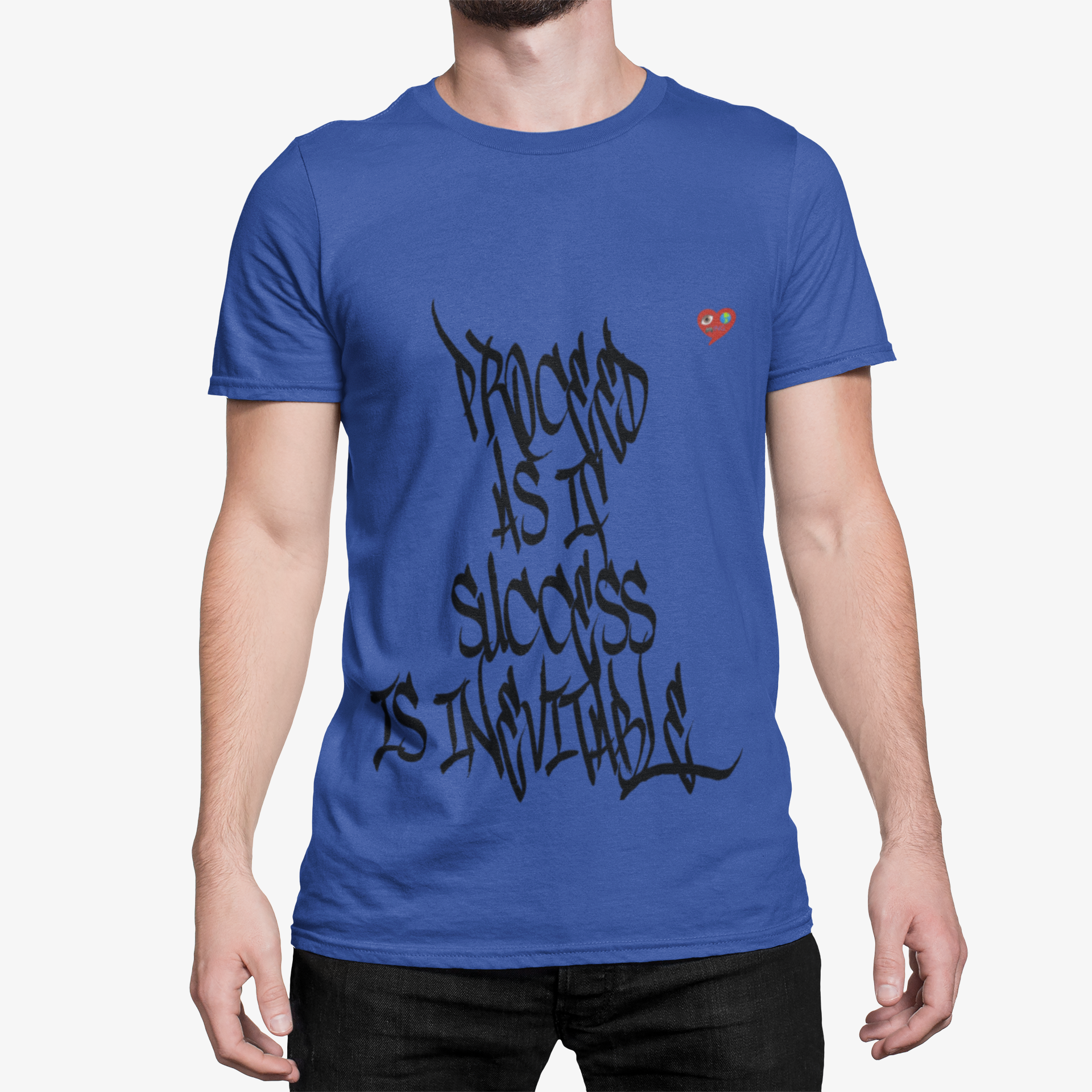 Motivational Graffiti T-Shirt — "Progress As It Succeeds Is Inevitable" Heart Accent product thumbnail image