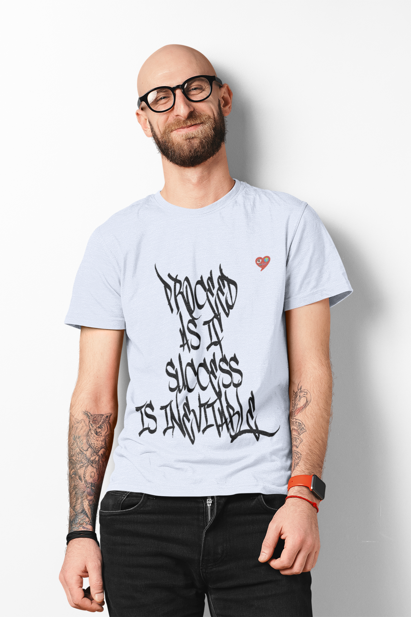 Motivational Graffiti T-Shirt — "Progress As It Succeeds Is Inevitable" Heart Accent product thumbnail image Motivational Graffiti T-Shirt — "Progress As It Succeeds Is Inevitable" Heart Accent product thumbnail image