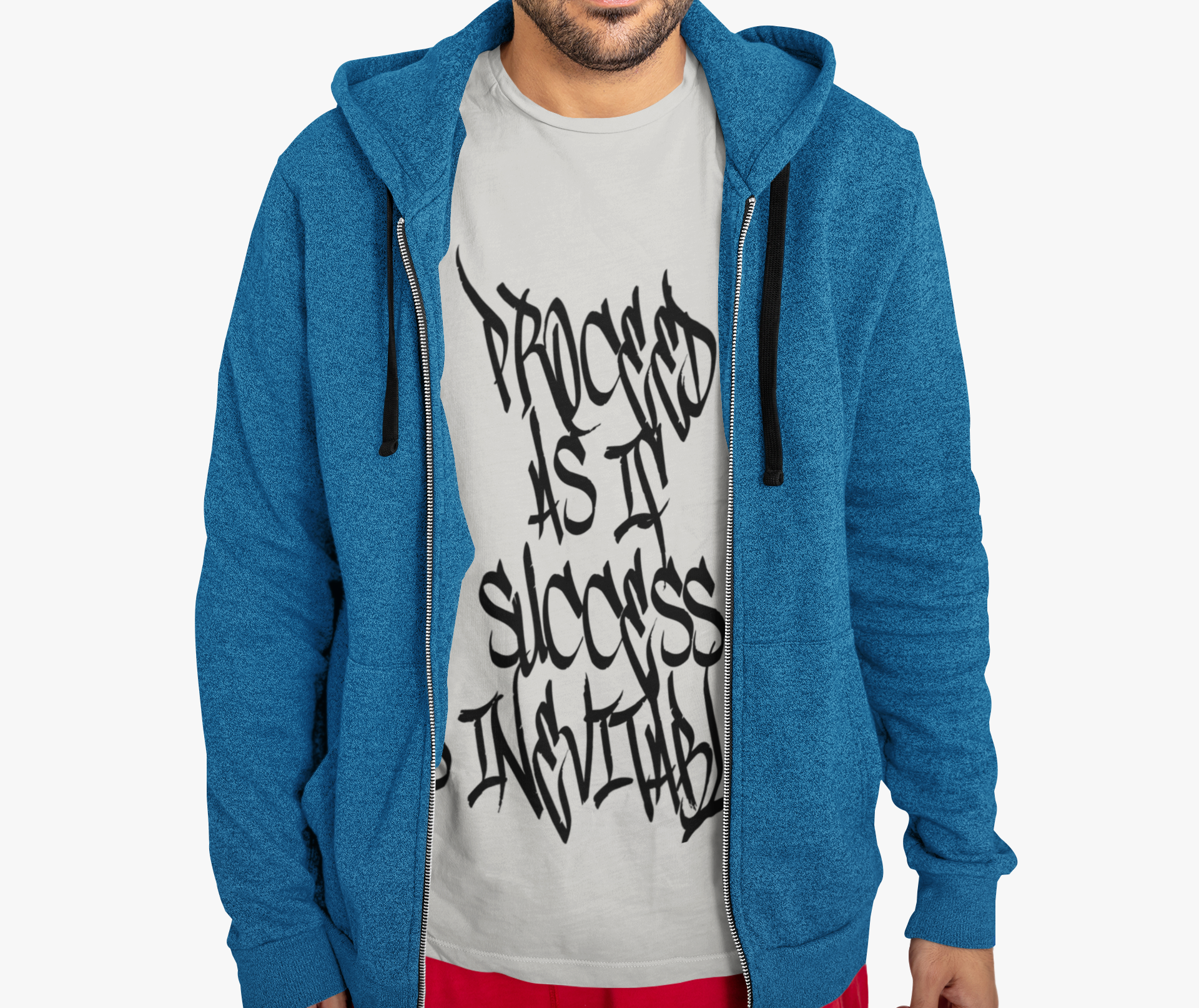 Motivational Graffiti T-Shirt — "Progress As It Succeeds Is Inevitable" Heart Accent