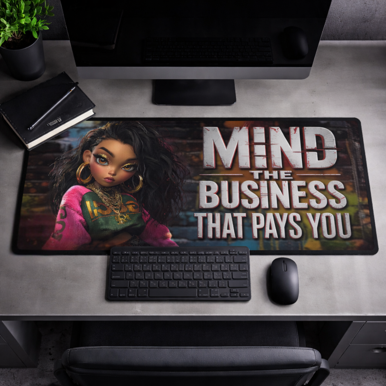 Mind The Business That Pays You Desk Mat — Motivational Gaming/Workstation Mousepad product thumbnail image