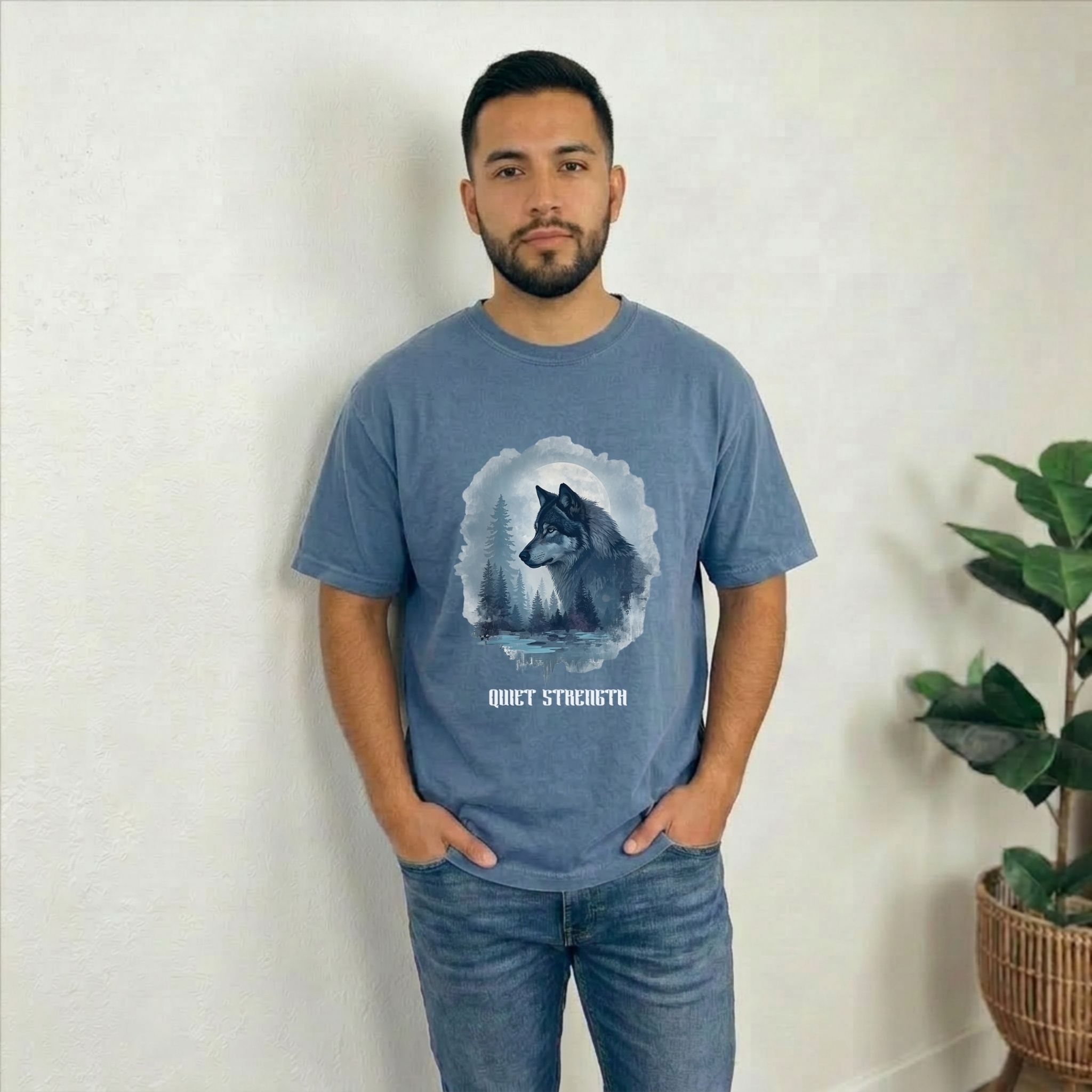 Quiet Strength – Wolf Nature Graphic Tee (Comfort Colors 1717) product thumbnail image Quiet Strength – Wolf Nature Graphic Tee (Comfort Colors 1717) product thumbnail image