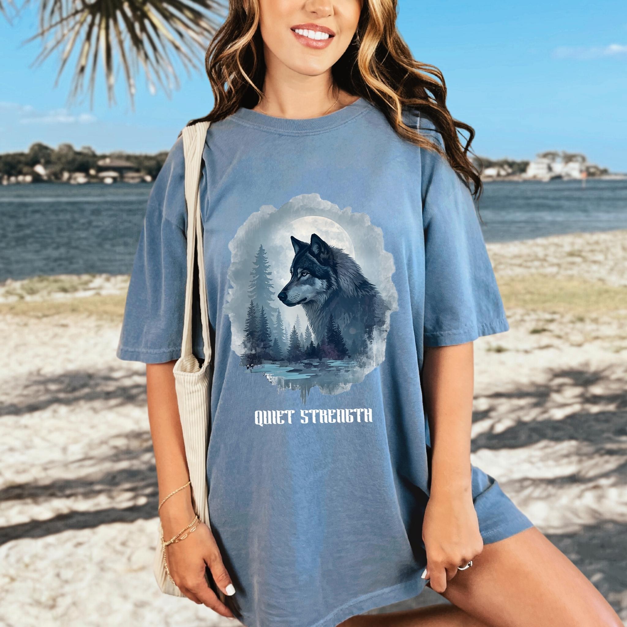 Quiet Strength – Wolf Nature Graphic Tee (Comfort Colors 1717) product thumbnail image Quiet Strength – Wolf Nature Graphic Tee (Comfort Colors 1717) product thumbnail image