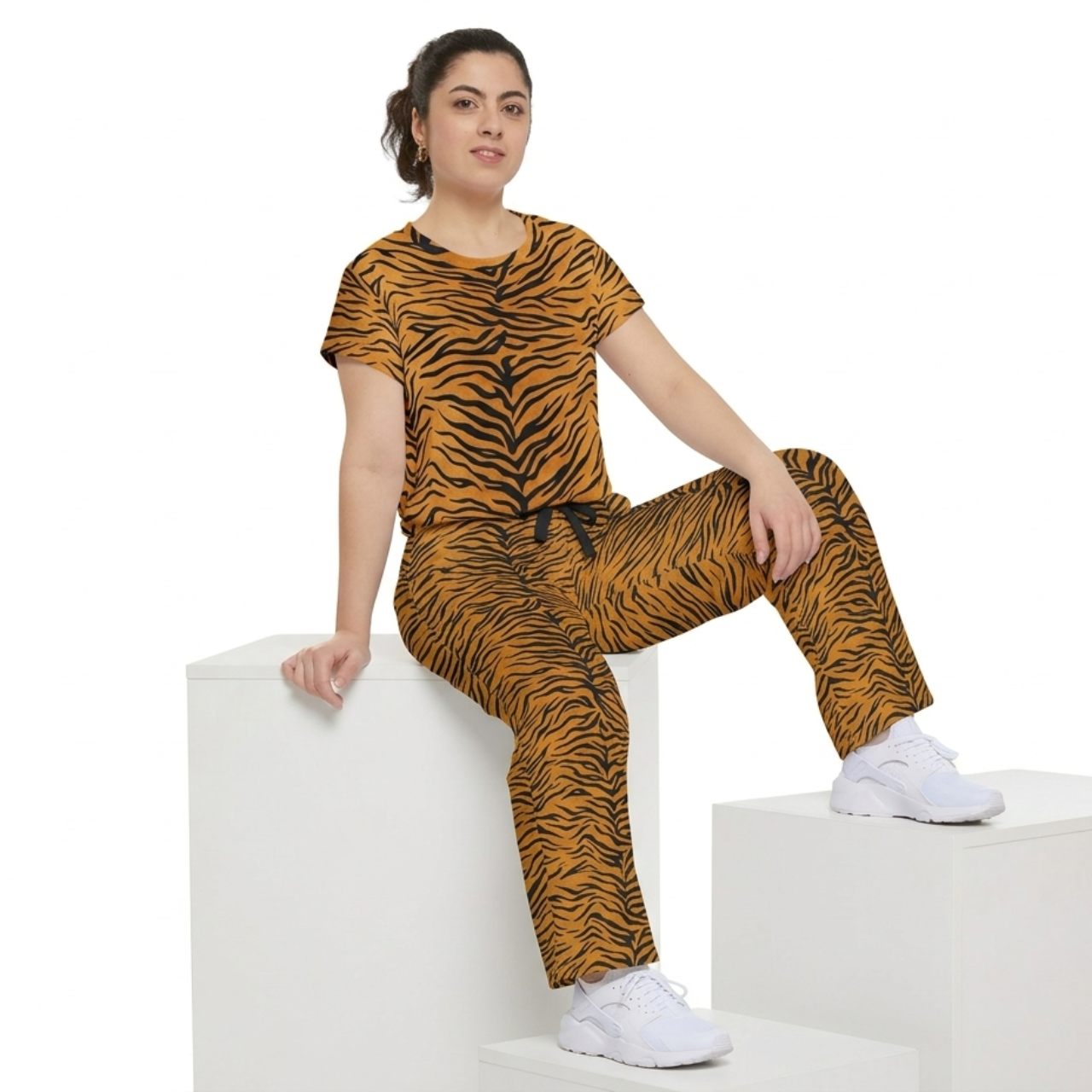 Tiger Stripe Women’s Short Sleeve Shirt – All-Over Print Animal Pattern product thumbnail image Tiger Stripe Women’s Short Sleeve Shirt – All-Over Print Animal Pattern product thumbnail image